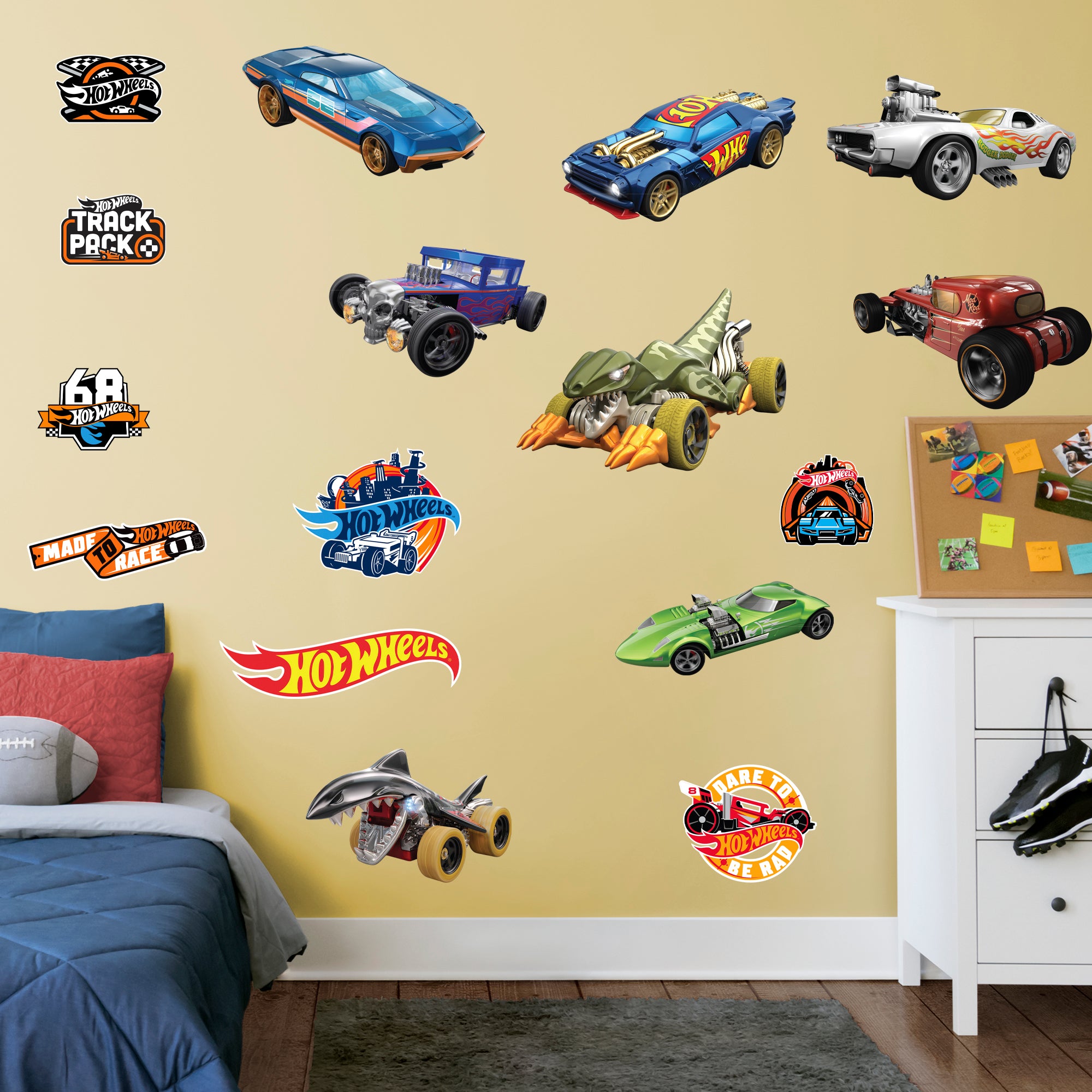 Hot Wheels RealBig Collection ONE - Officially Licensed Mattel Removable Wall Decal Collection (25"W x 17"H) by Fathead | Vinyl