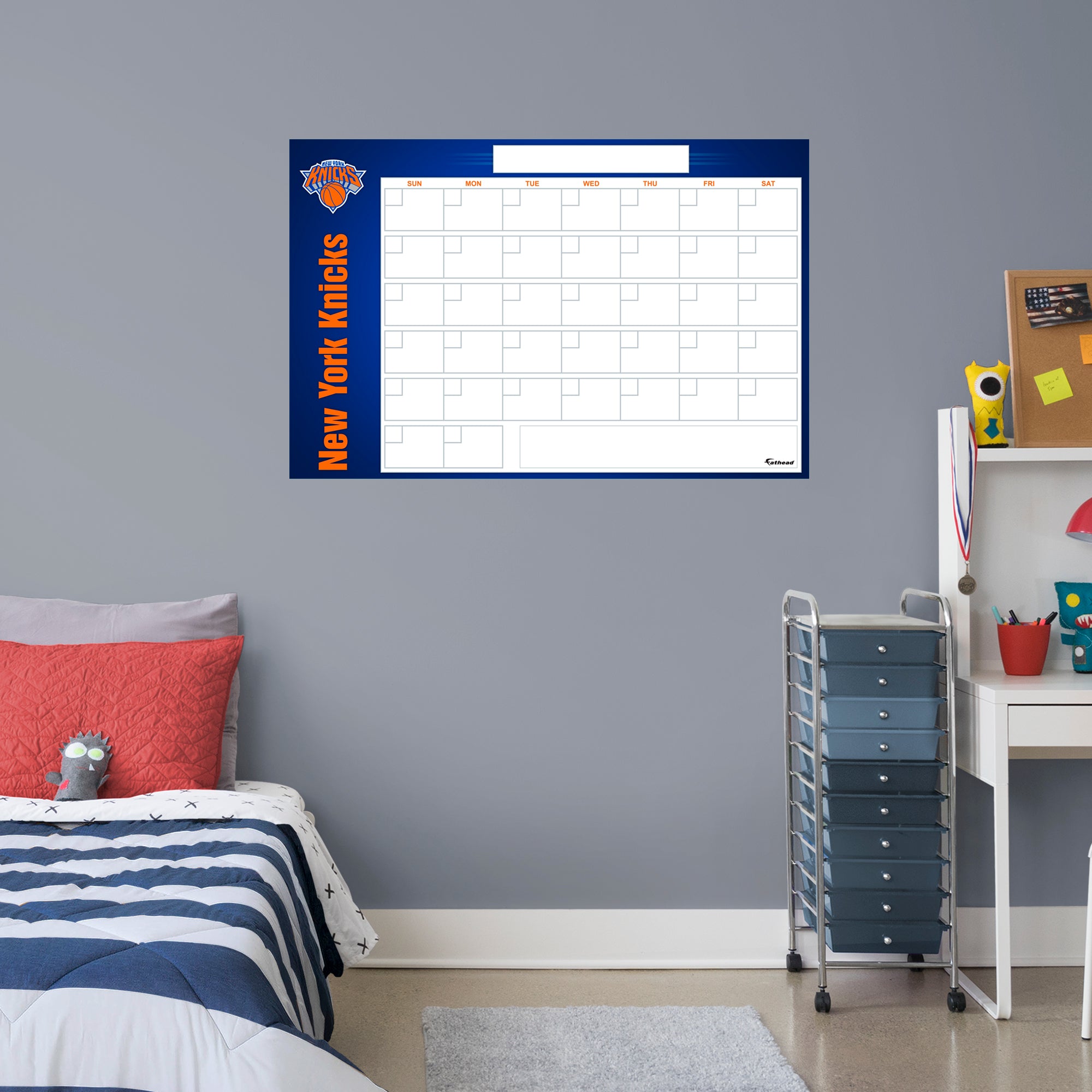 New York Knicks Dry Erase Calendar - Officially Licensed NBA Removable Wall Decal Giant Decal (34"W x 52"H) by Fathead | Vinyl