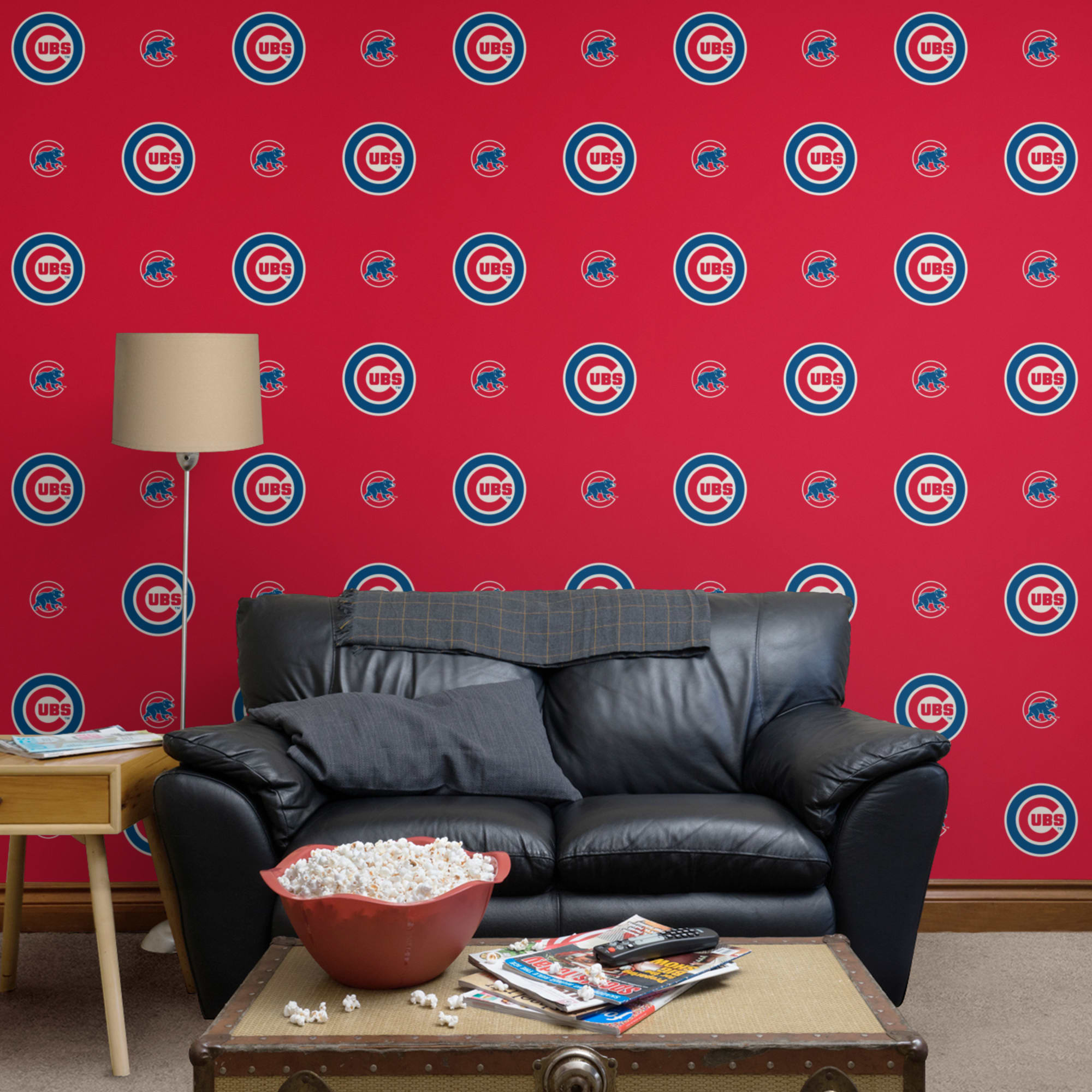 Chicago Cubs: Logo Pattern - Officially Licensed Removable Wallpaper 12" x 12" Sample by Fathead | 100% Vinyl