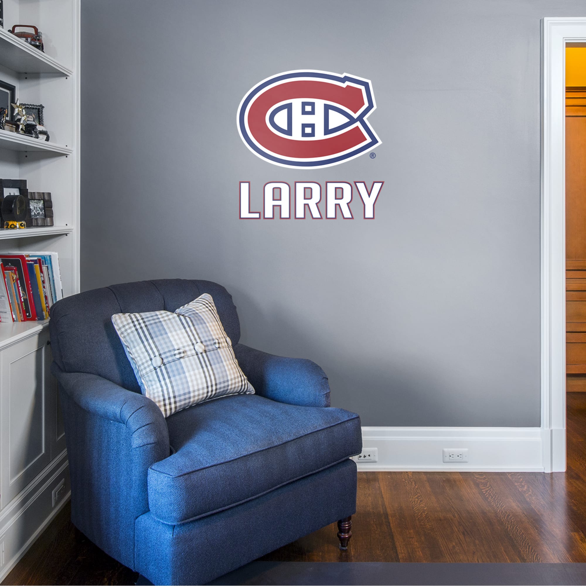 Montreal Canadiens: Stacked Personalized Name - Officially Licensed NHL Transfer Decal in White (39.5"W x 52"H) by Fathead | Vin