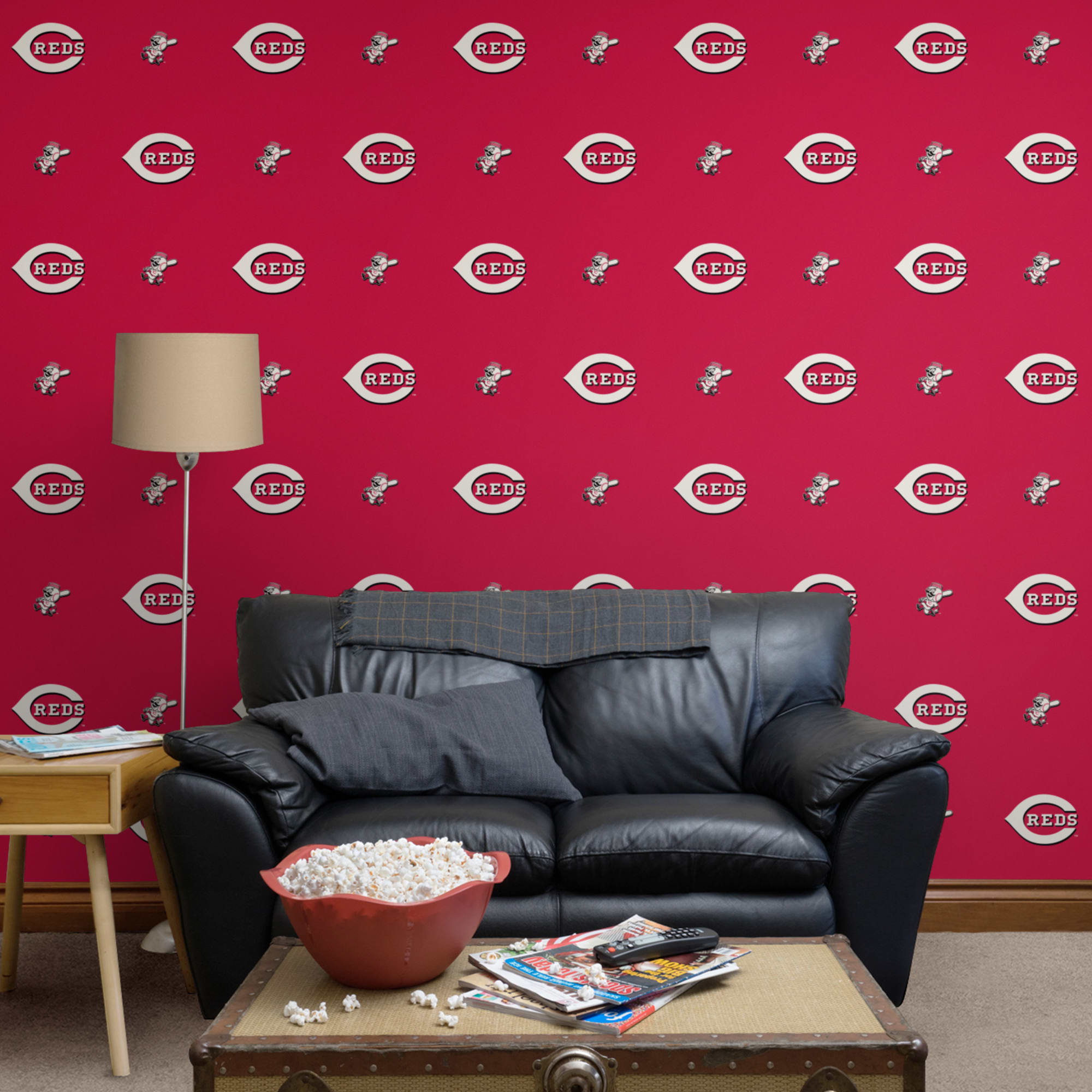 Cincinnati Reds: Logo Pattern - Officially Licensed Removable Wallpaper 12" x 12" Sample by Fathead