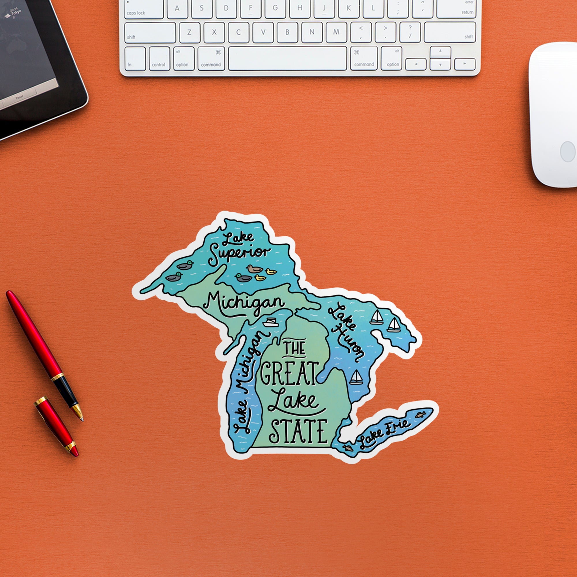 Michigan Lakes - Officially Licensed Big Moods Removable Wall Decal Large by Fathead | Vinyl