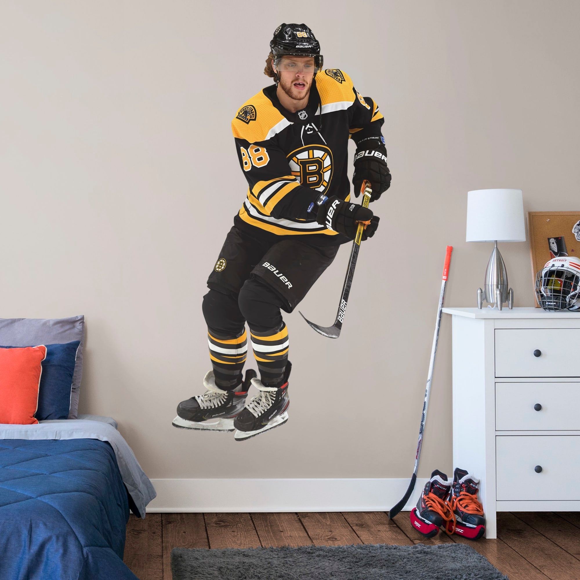David Pastrnak for Boston Bruins - Officially Licensed NHL Removable Wall Decal Life-Size Athlete + 2 Decals (41"W x 78"H) by Fa