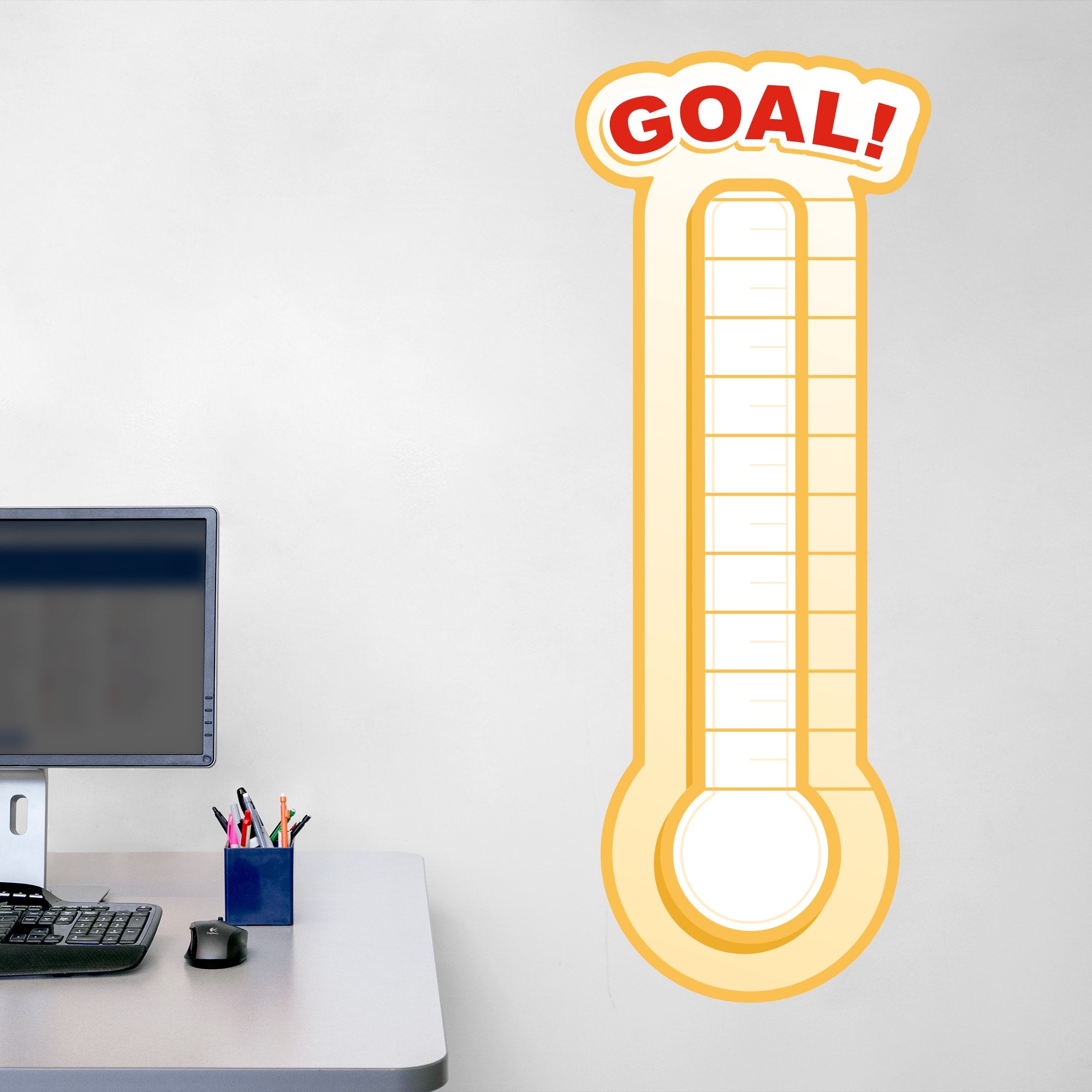 Goal Thermometer - Removable Dry Erase Vinyl Decal in Yellow by Fathead