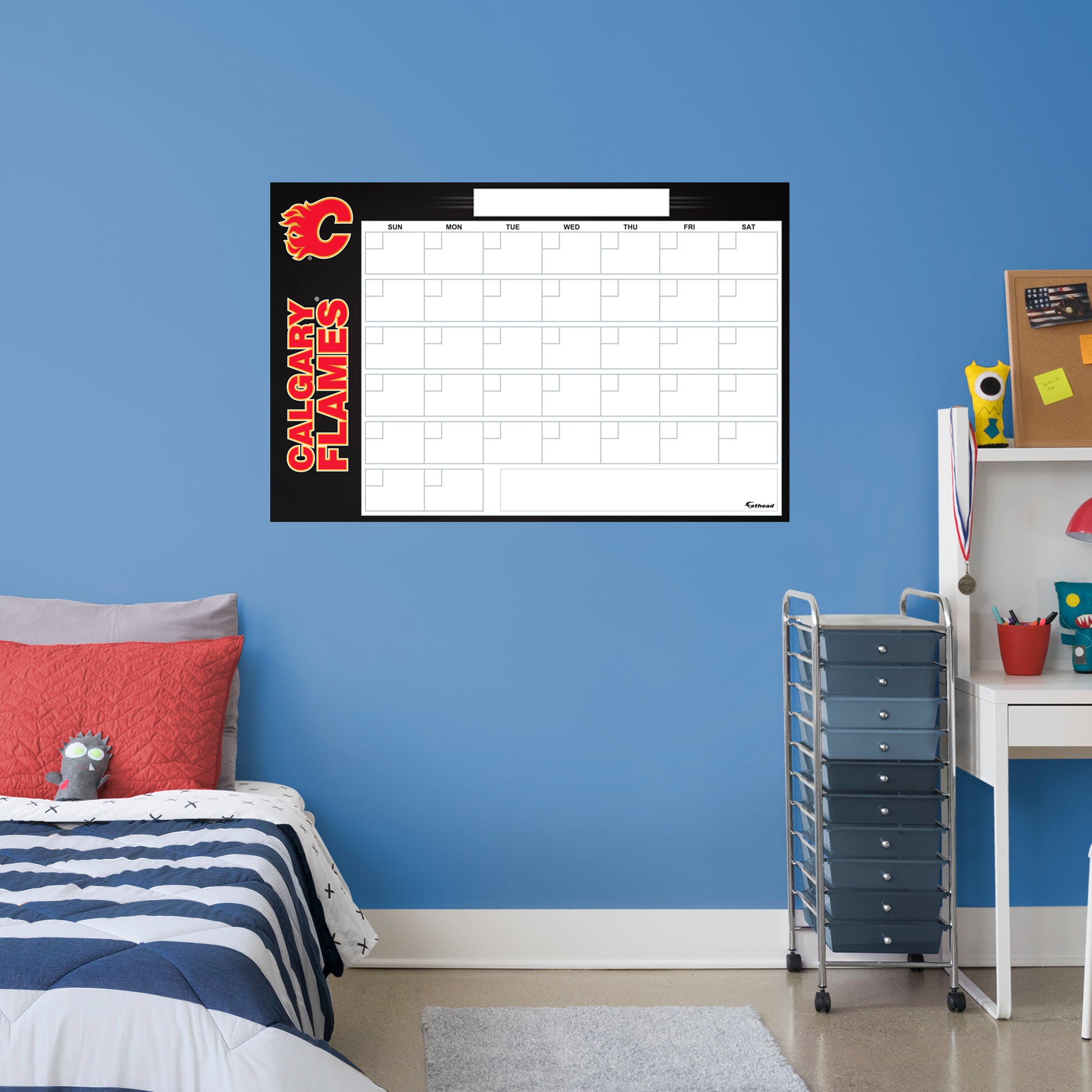 Calgary Flames Dry Erase Calendar - Officially Licensed NHL Removable Wall Decal Giant Decal (57"W x 34"H) by Fathead | Vinyl