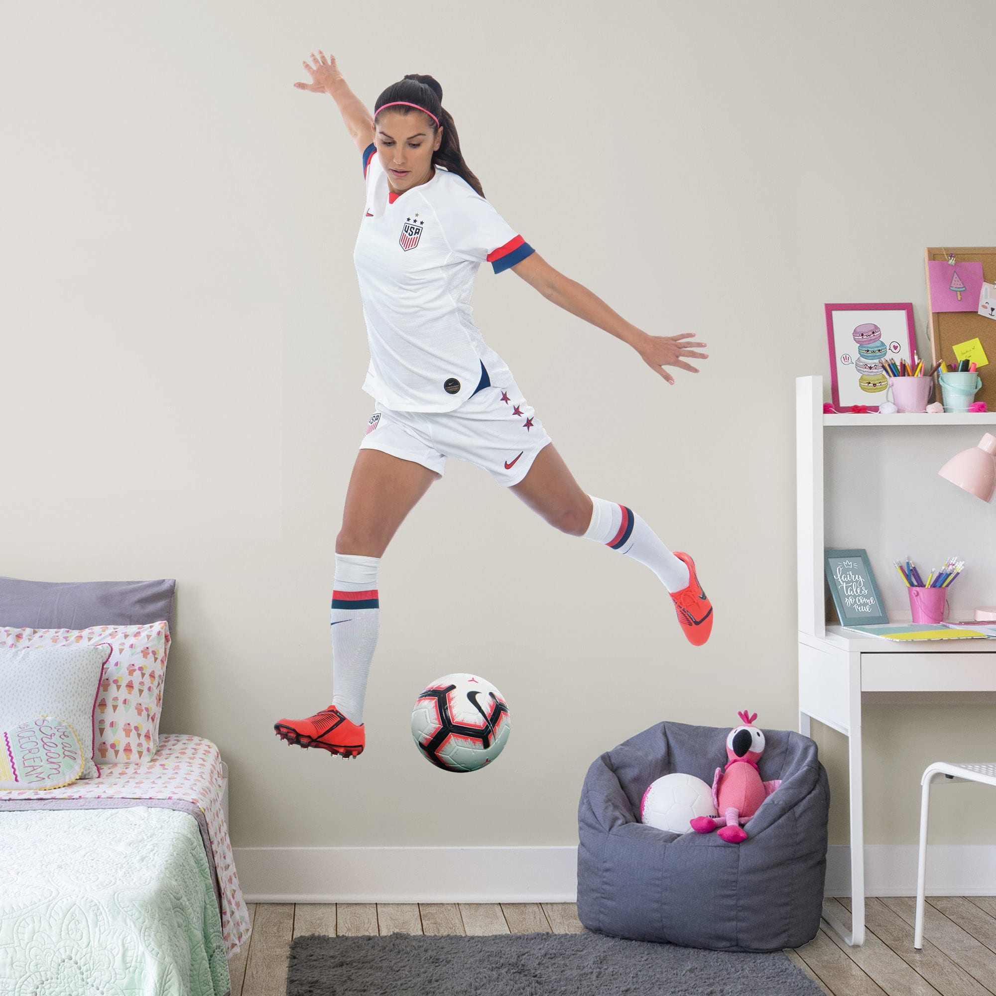 Alex Morgan: Striker - Officially Licensed Removable Wall Decal Life-Size Athlete + 2 Decals (47"W x 77"H) by Fathead | Vinyl