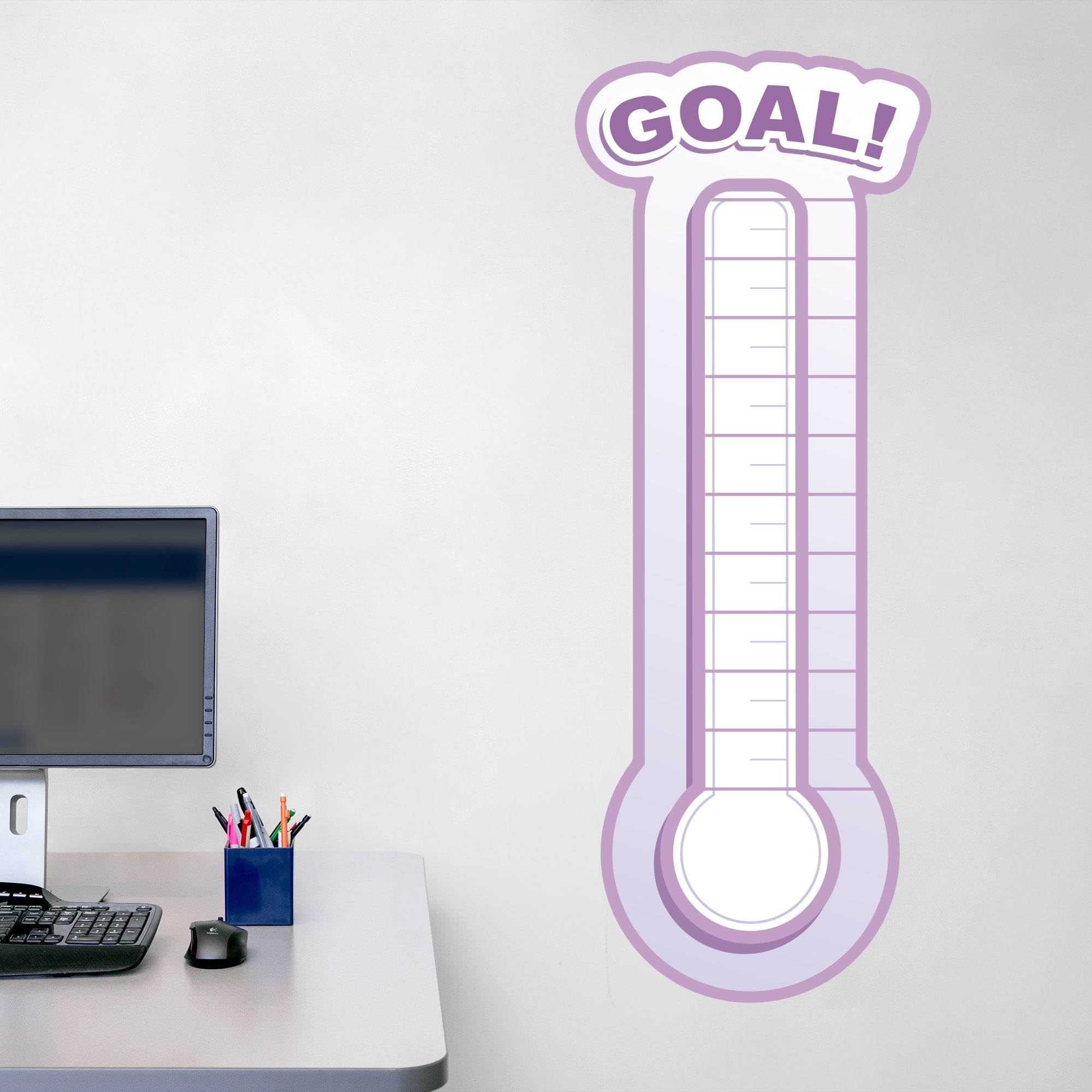 Goal Thermometer - Removable Dry Erase Vinyl Decal in Purple (17.5"W x 46.8"H) by Fathead