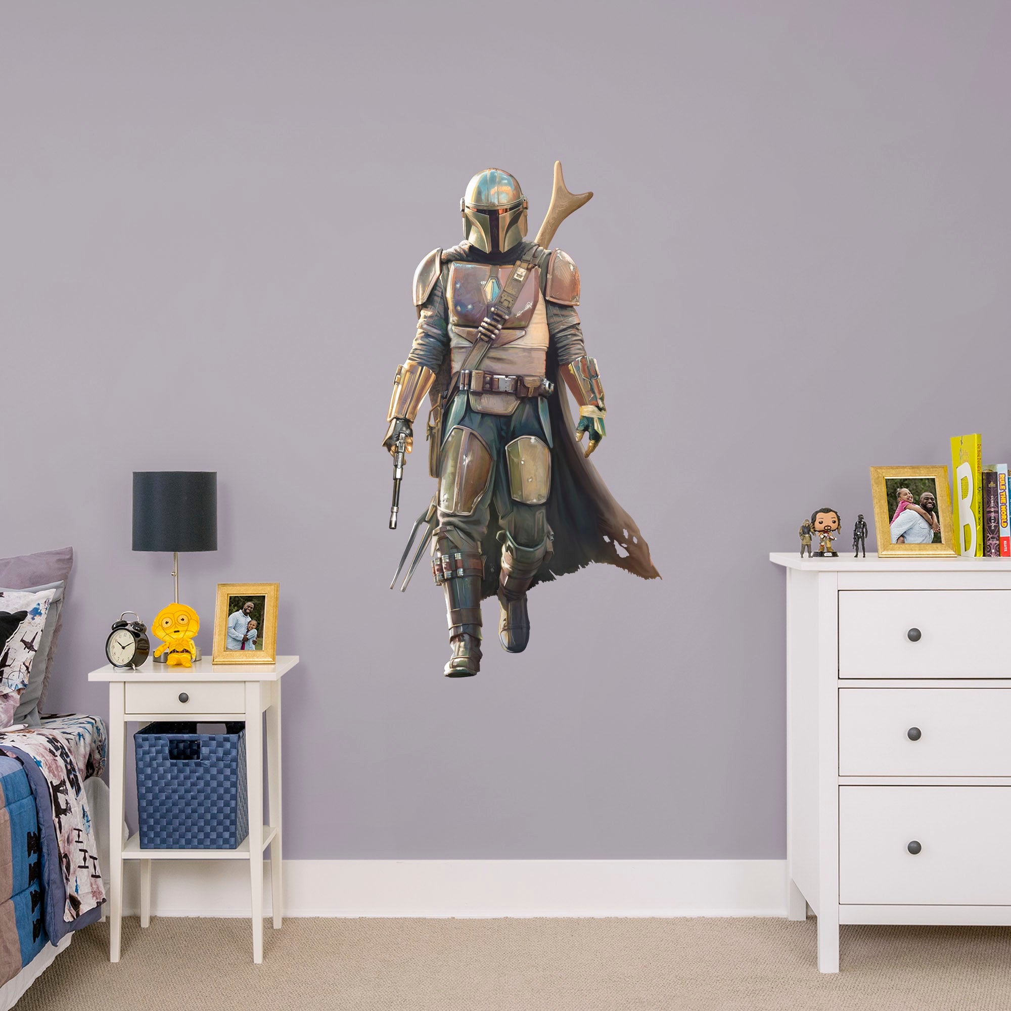 The Mandalorian - Star Wars: The Mandalorian - Officially Licensed Removable Wall Decal Giant Character + 2 Decals (27.5"W x 51"