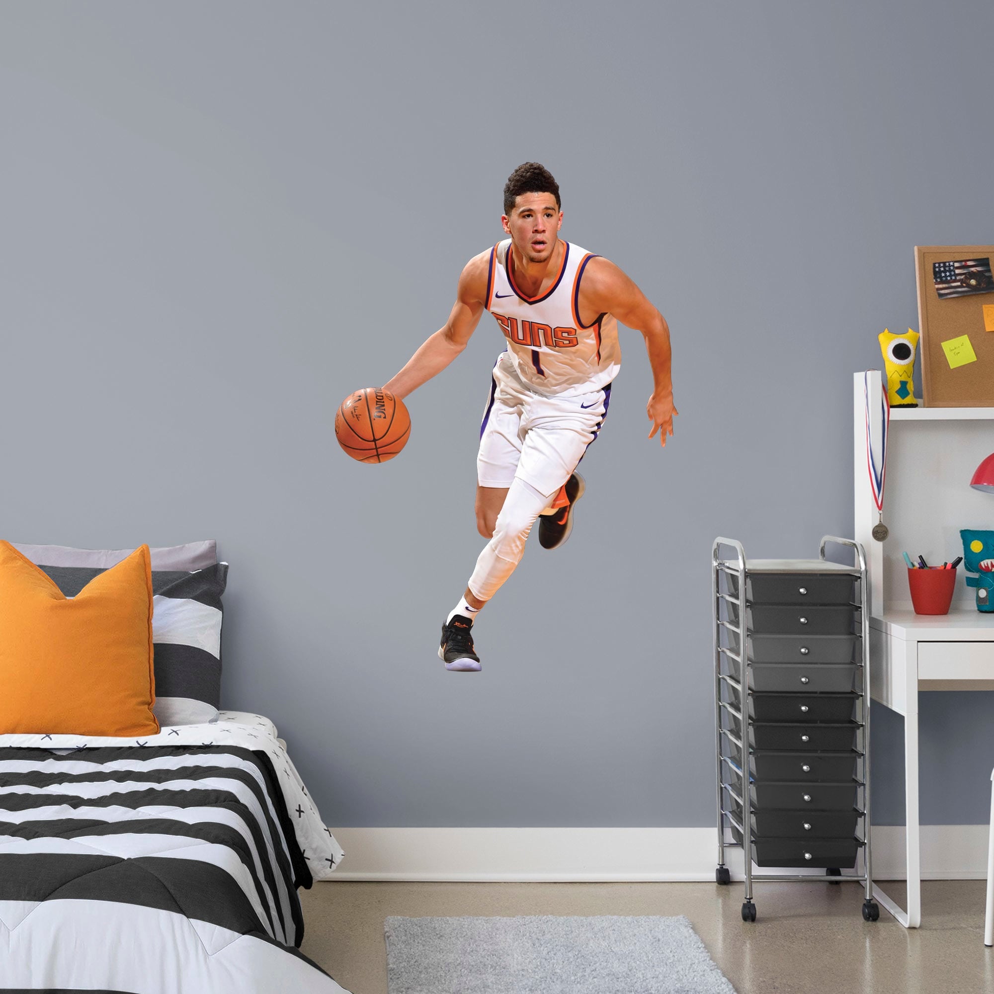 Devin Booker for Phoenix Suns - Officially Licensed NBA Removable Wall Decal Giant Athlete + 2 Decals (35"W x 52"H) by Fathead |