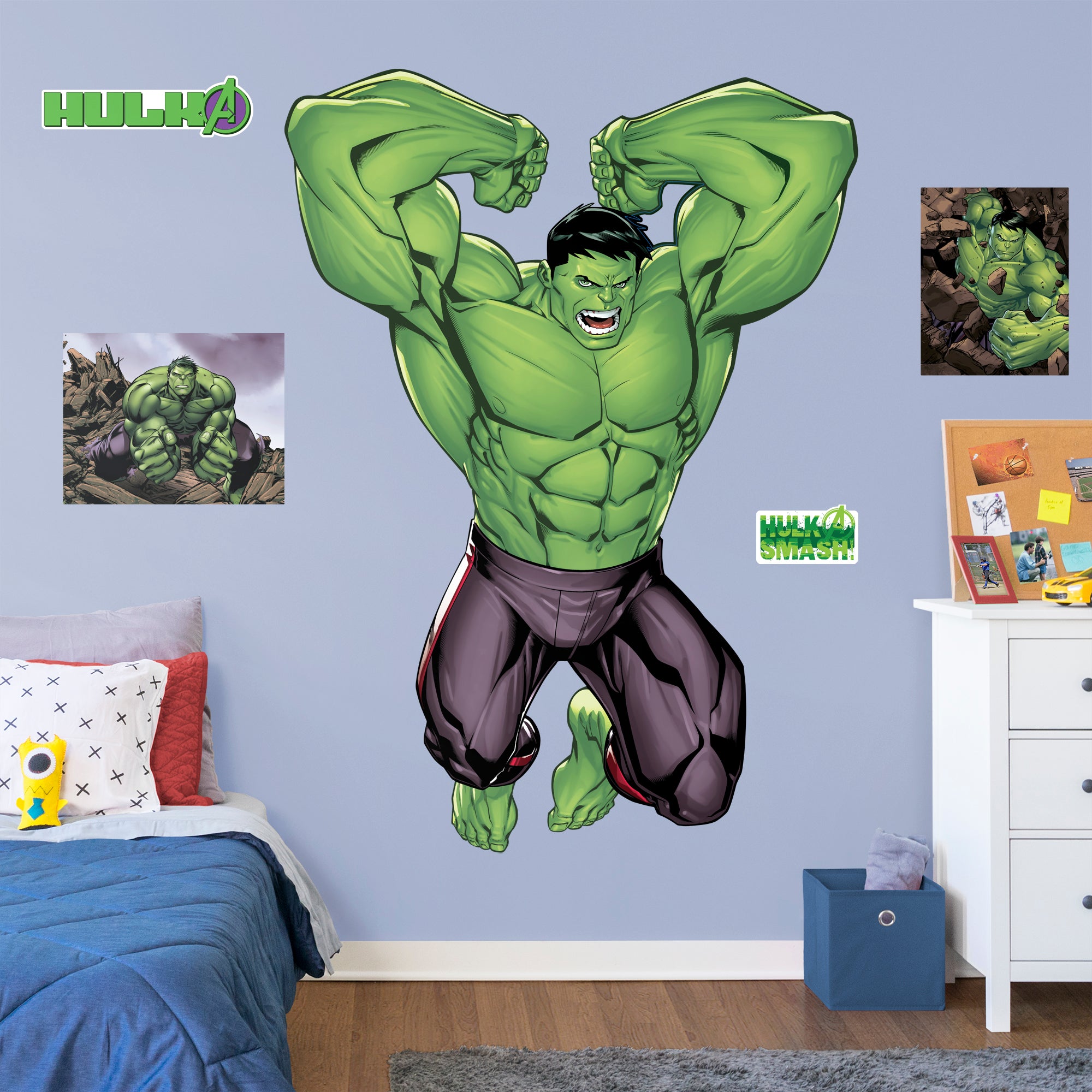 Hulk: Avengers Core - Officially Licensed Removable Wall Decal Life-Size Character + 4 Decals (55"W x 77"H) by Fathead | Vinyl