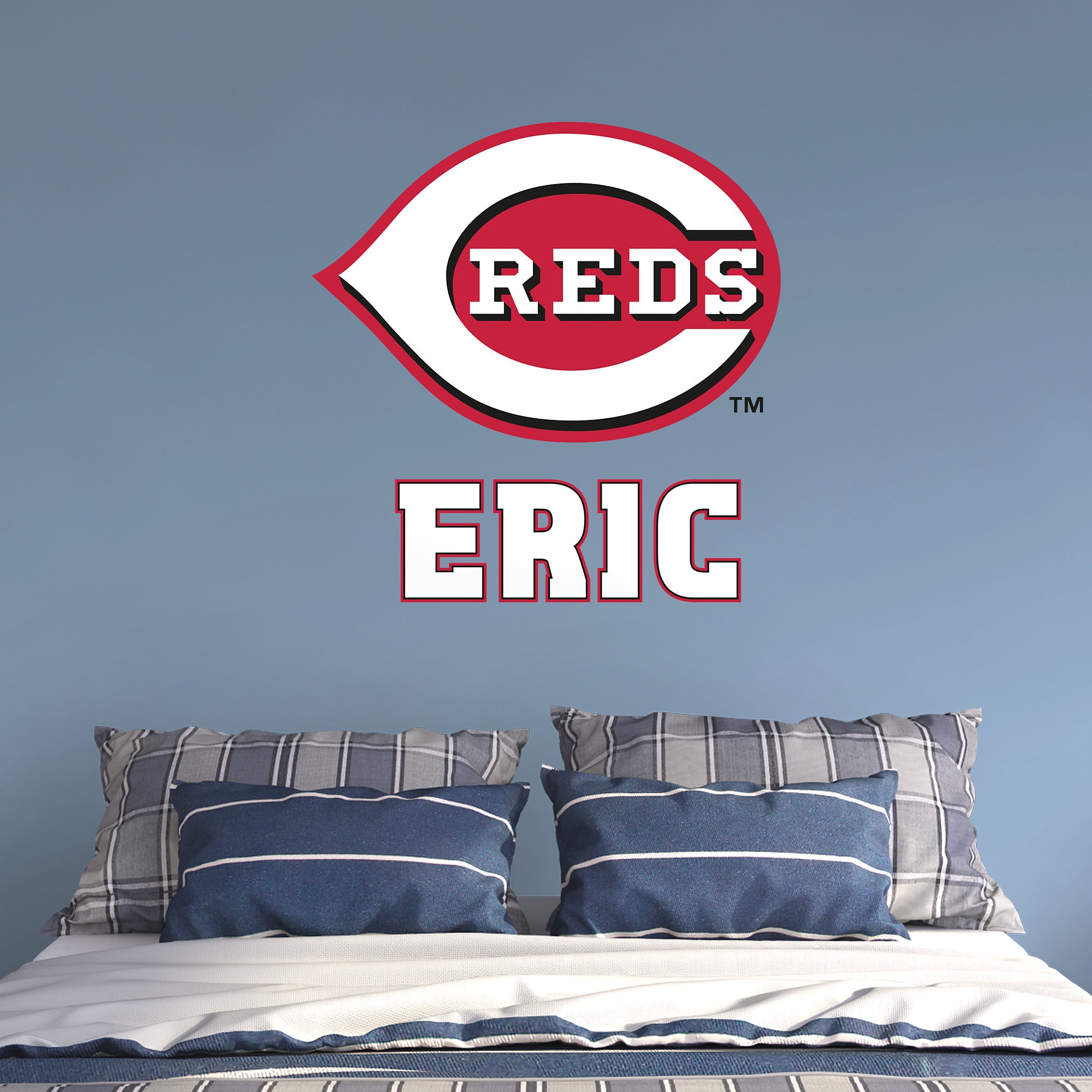 Cincinnati Reds: Stacked Personalized Name - Officially Licensed MLB Transfer Decal in White (52"W x 39.5"H) by Fathead | Vinyl