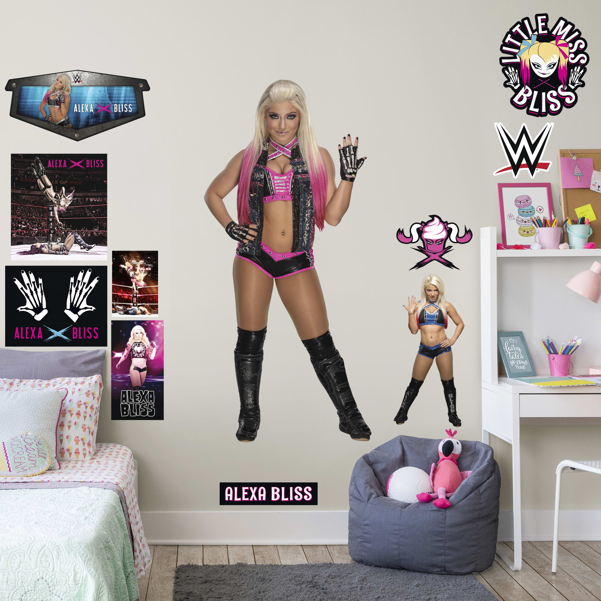 Alexa Bliss for WWE - Officially Licensed Removable Wall Decal Life-Size Superstar + 11 Decals (31"W x 67"H) by Fathead | Vinyl