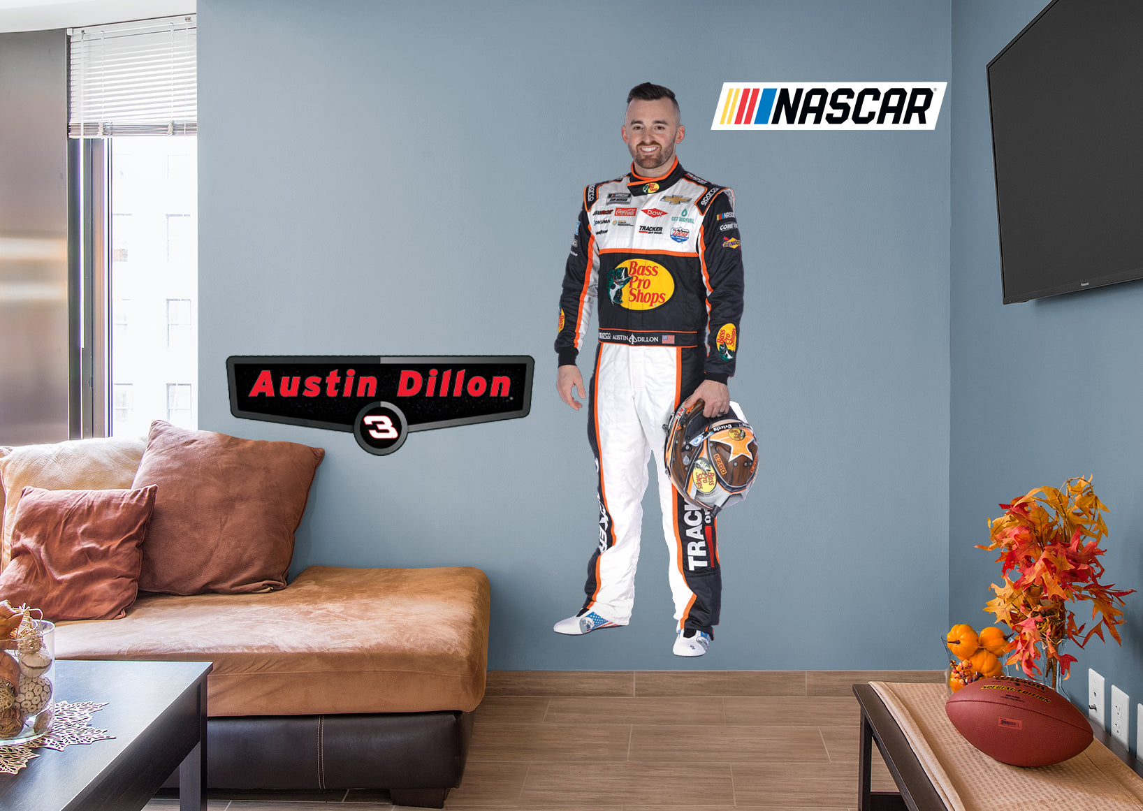 Austin Dillon 2021 Driver - Officially Licensed NASCAR Removable Wall Decal Life-Size Character + 2 Decals (28"W x 78"H) by Fath