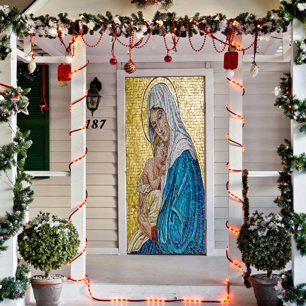 Mosaic of Virgin Mary 36x80 by Fathead | Polyester