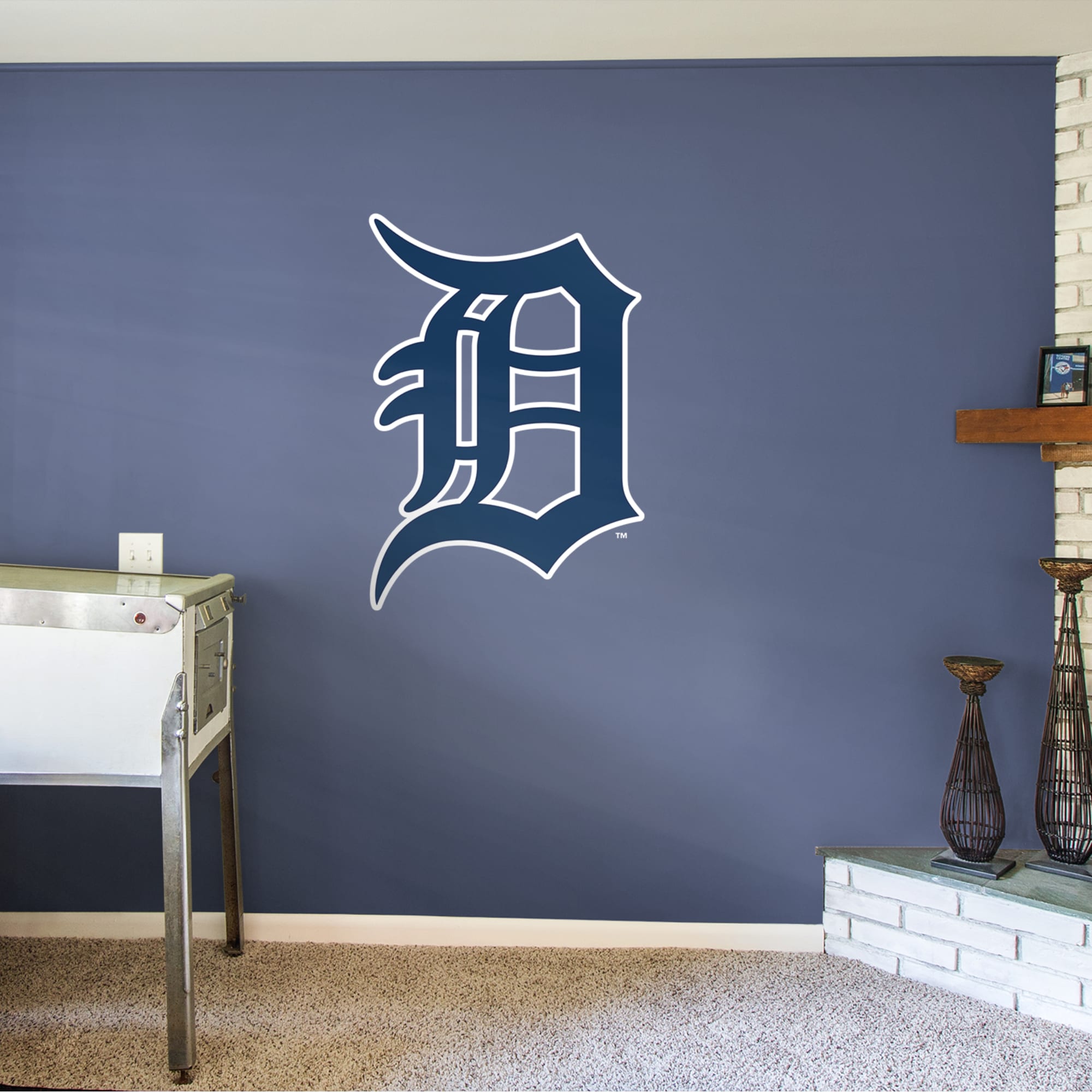 Detroit Tigers: Blue Old English D Logo - Officially Licensed MLB Removable Wall Decal by Fathead | Vinyl