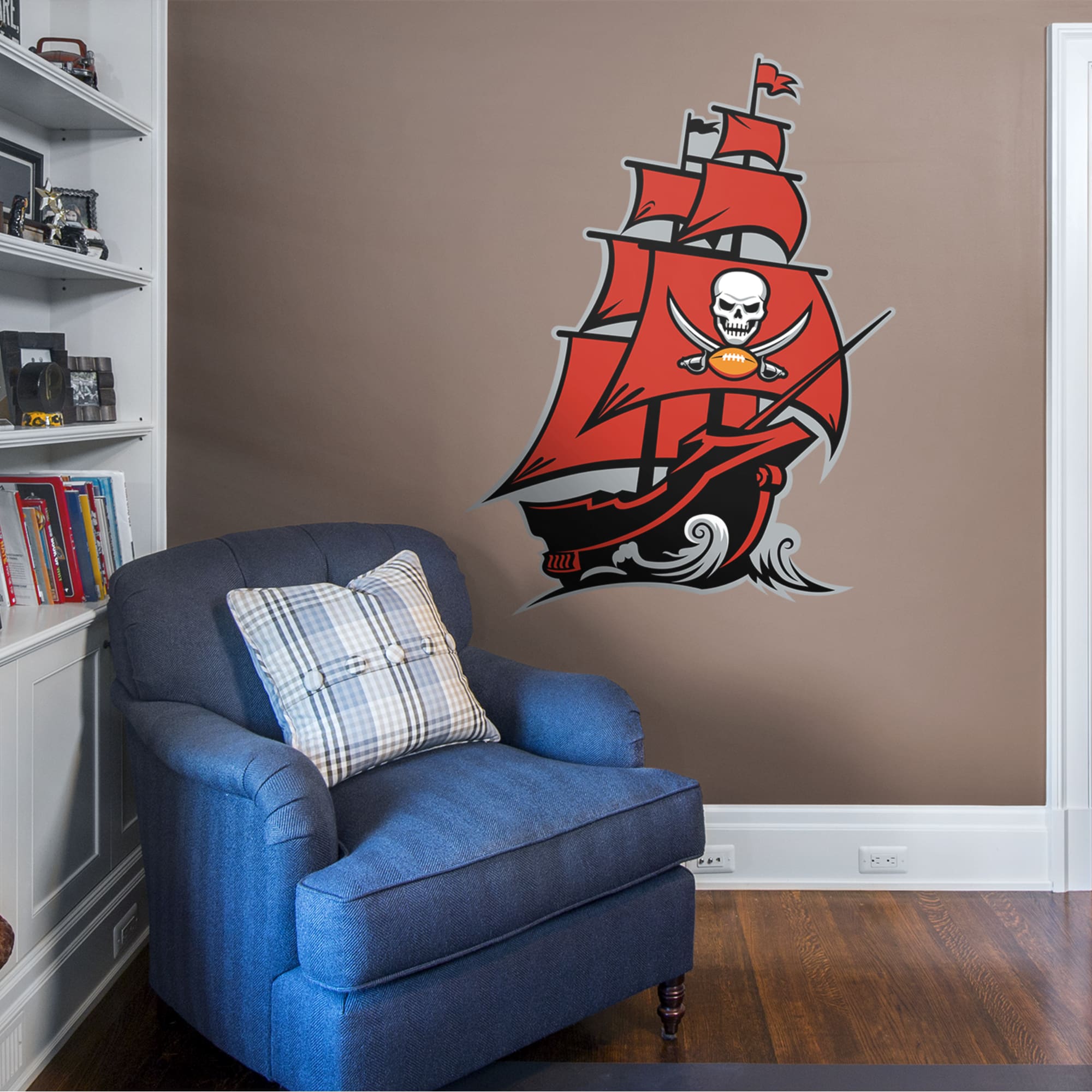 Tampa Bay Buccaneers: Pirate Ship Logo - Officially Licensed NFL Removable Wall Decal 38.0"W x 50.0"H by Fathead | Vinyl