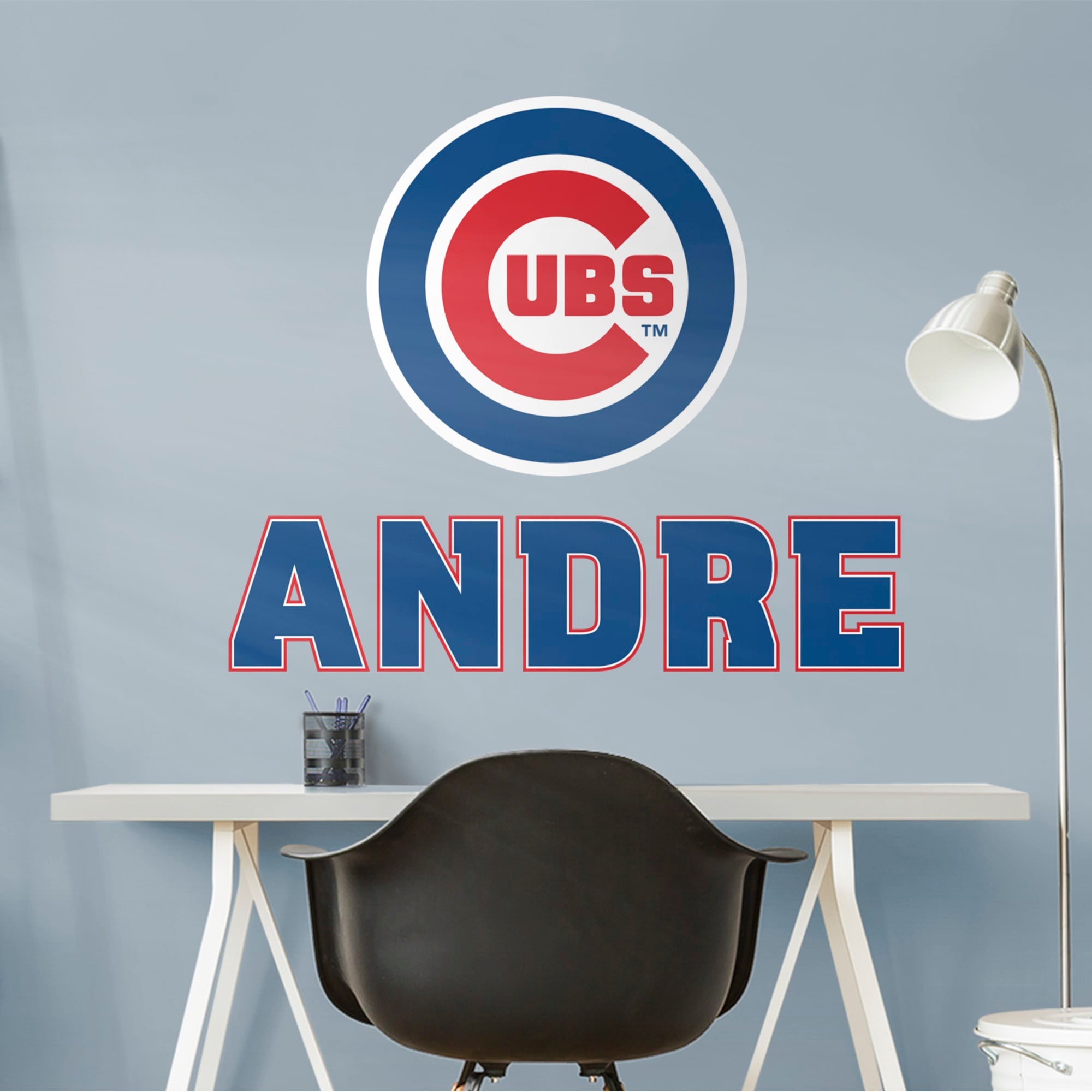 Chicago Cubs: Stacked Personalized Name - Officially Licensed MLB Transfer Decal in Blue (52"W x 39.5"H) by Fathead | Vinyl