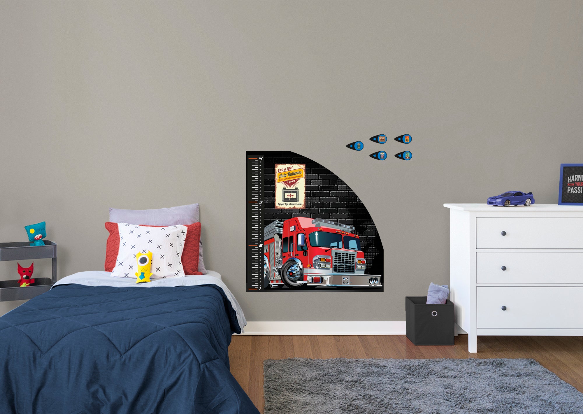 Automobile Growth Charts Fire Truck 02 Car - Removable Wall Decal Growth Chart (38"W x 39"H) by Fathead | Vinyl