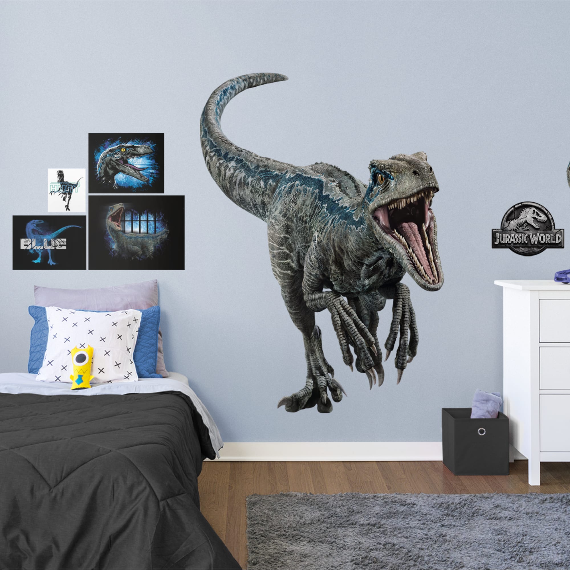 Velociraptor "Blue" - Jurassic World: Fallen Kingdom - Officially Licensed Removable Wall Decal Huge Character + 6 Decals (50"W