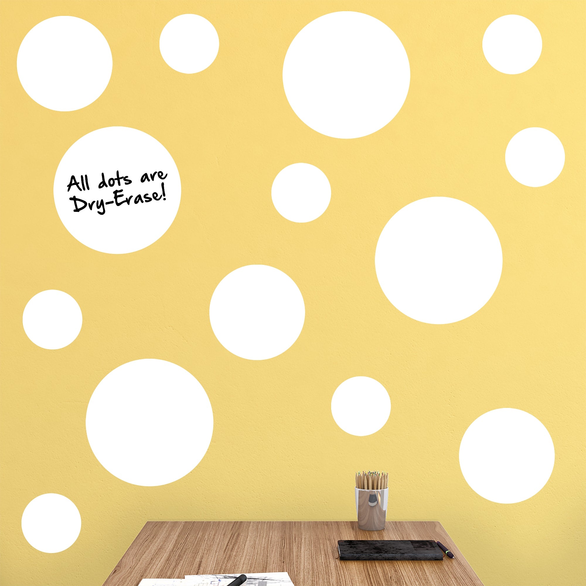 White Message Dots - Removable Dry Erase Vinyl Decal 54.0"W x 39.5"H by Fathead