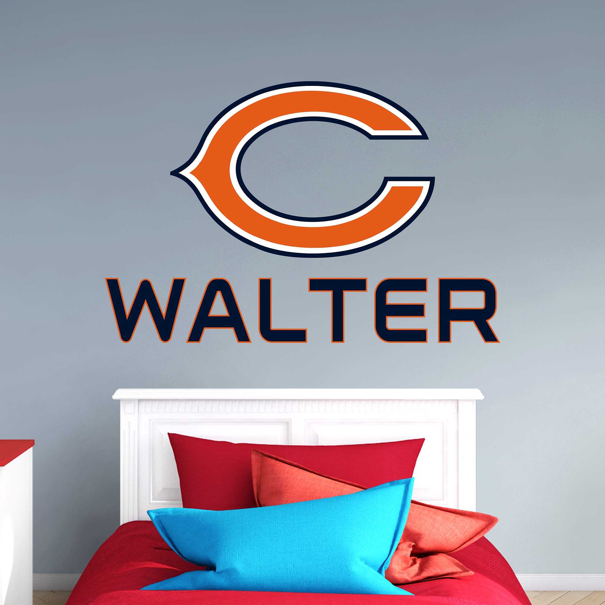 Chicago Bears: "C" Stacked Personalized Name - Officially Licensed NFL Transfer Decal in Navy (52"W x 39.5"H) by Fathead | Vinyl