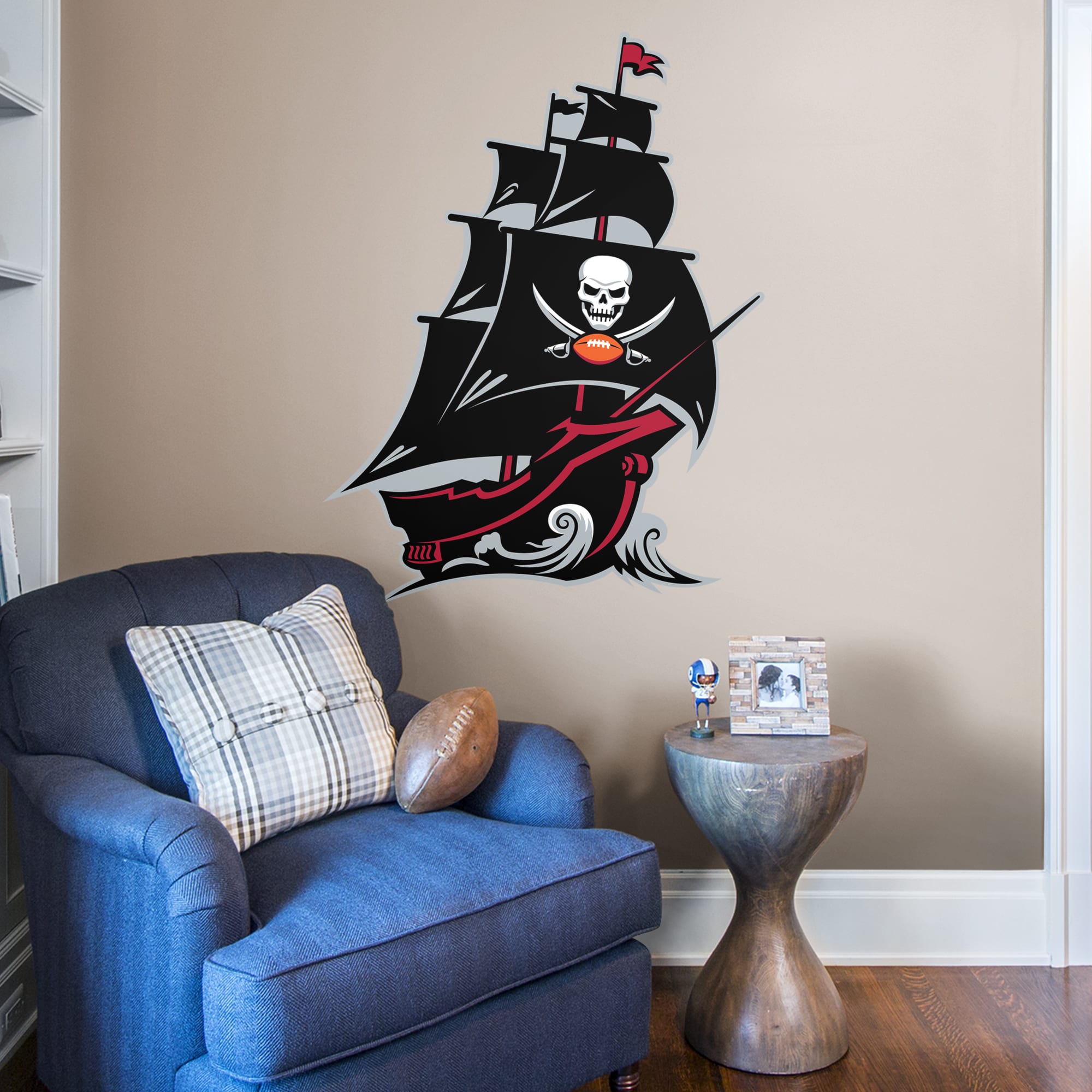 Tampa Bay Buccaneers: Pirate Ship Logo - Officially Licensed NFL Removable Wall Decal Giant Logo + 5 Decals (38.5"W x 50"H) by F