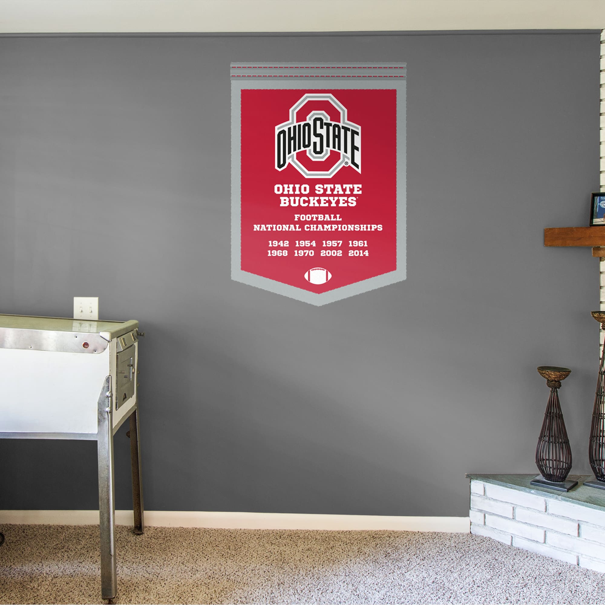 Ohio State Buckeyes: Football National Championship Banner - Officially Licensed Removable Wall Decal 34.0"W x 48.0"H by Fathead