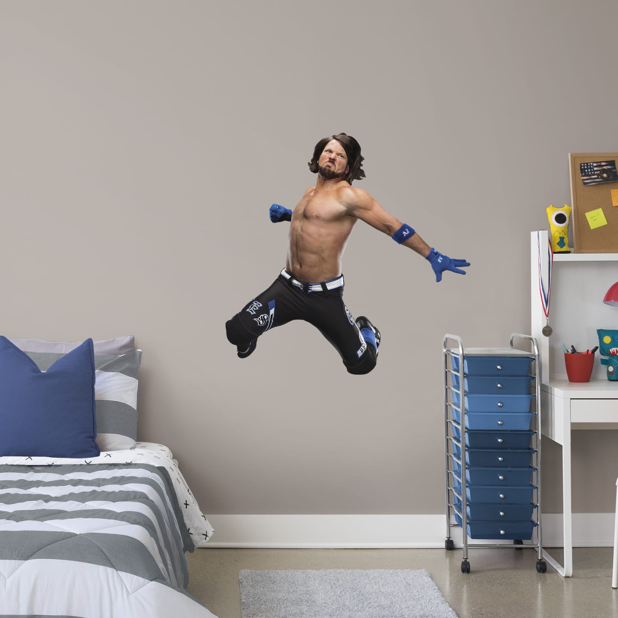 AJ Styles for WWE: Attack - Officially Licensed Removable Wall Decal Giant Superstar + 2 Decals (47"W x 47"H) by Fathead | Vinyl