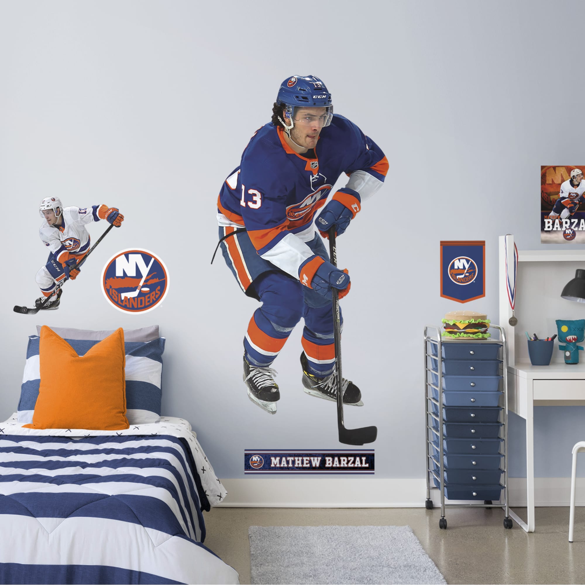 Mathew Barzal for New York Islanders - Officially Licensed NHL Removable Wall Decal Athlete Only (37"W x 79"H) by Fathead | Viny