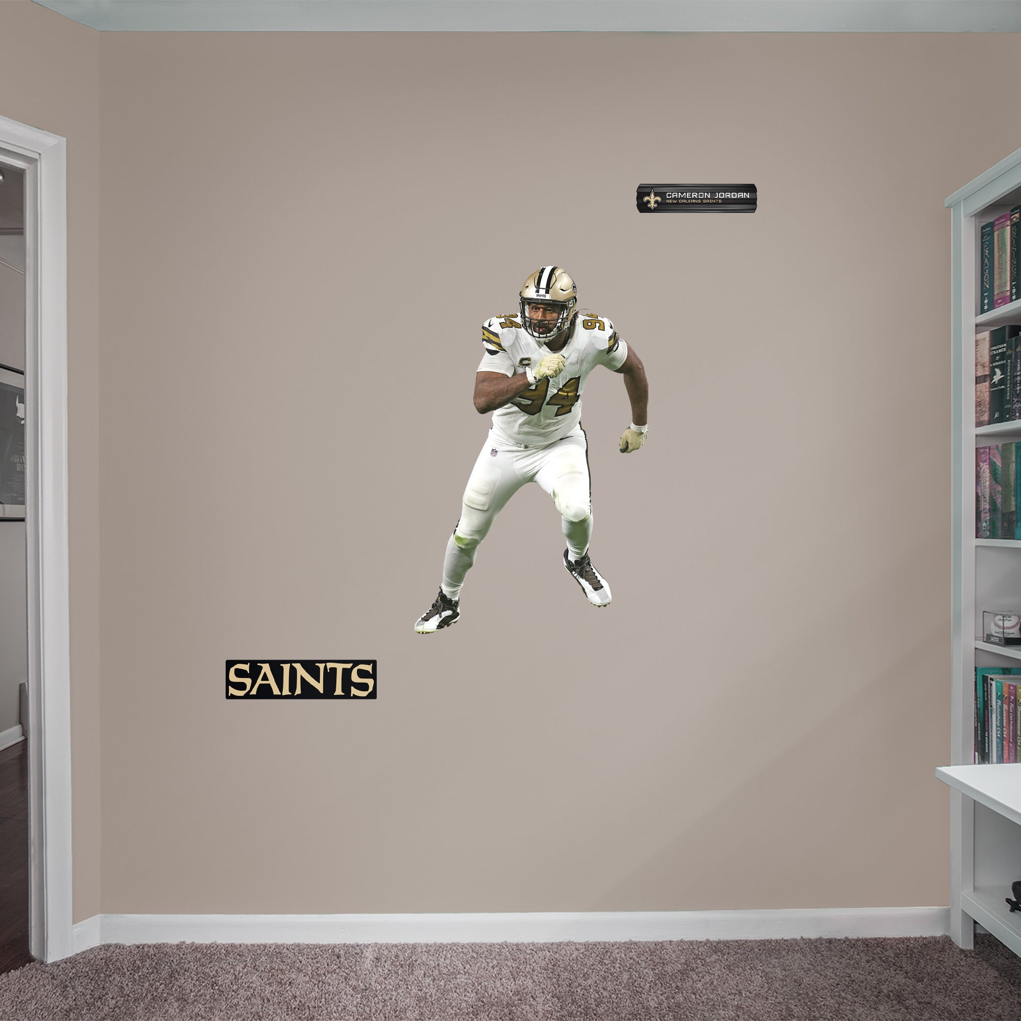 Cameron Jordan 2020 - Officially Licensed NFL Removable Wall Decal Giant Athlete + 2 Decals (32"W x 51"H) by Fathead | Vinyl