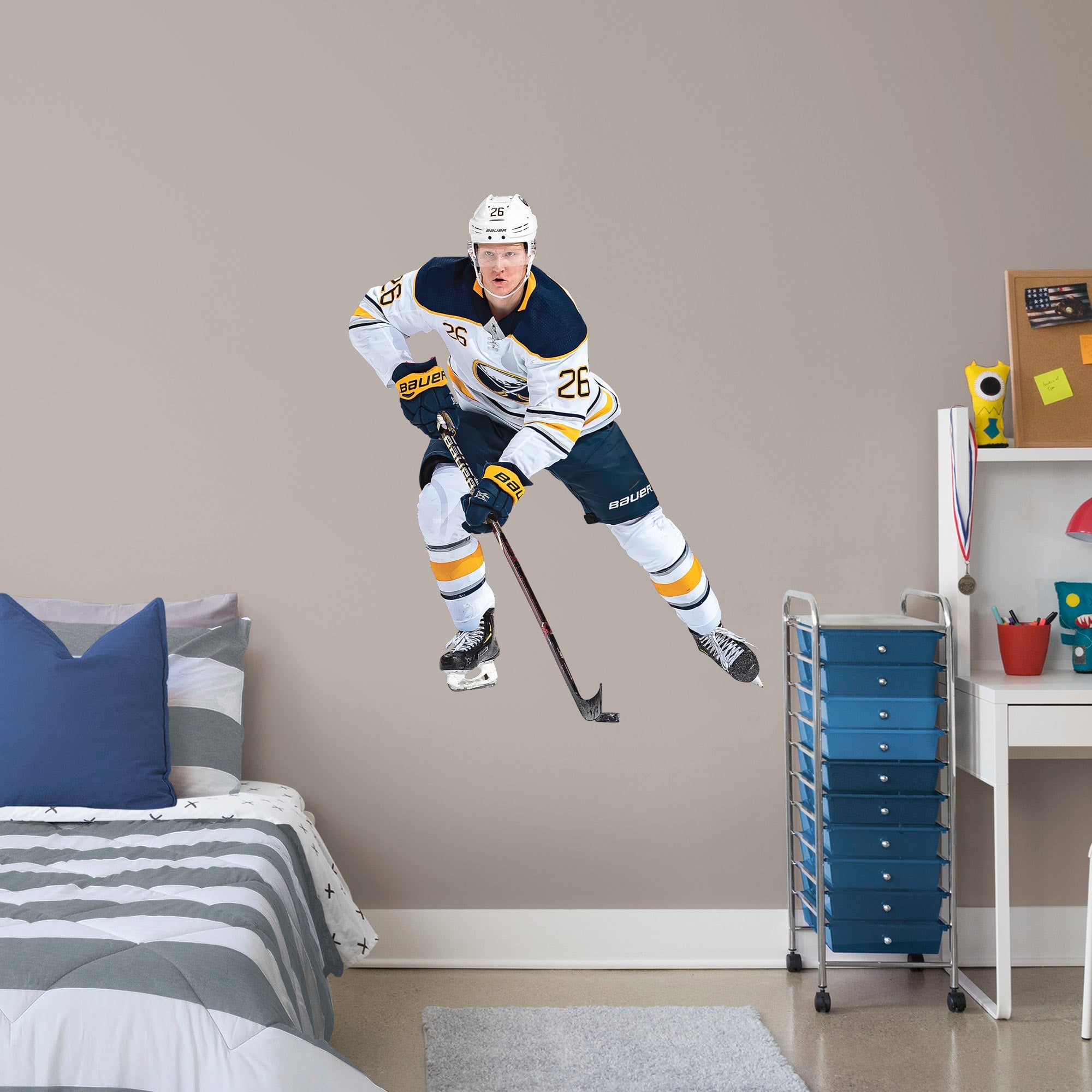 Rasmus Dahlin for Buffalo Sabres - Officially Licensed NHL Removable Wall Decal Giant Athlete + 2 Team Decals (39"W x 50"H) by F