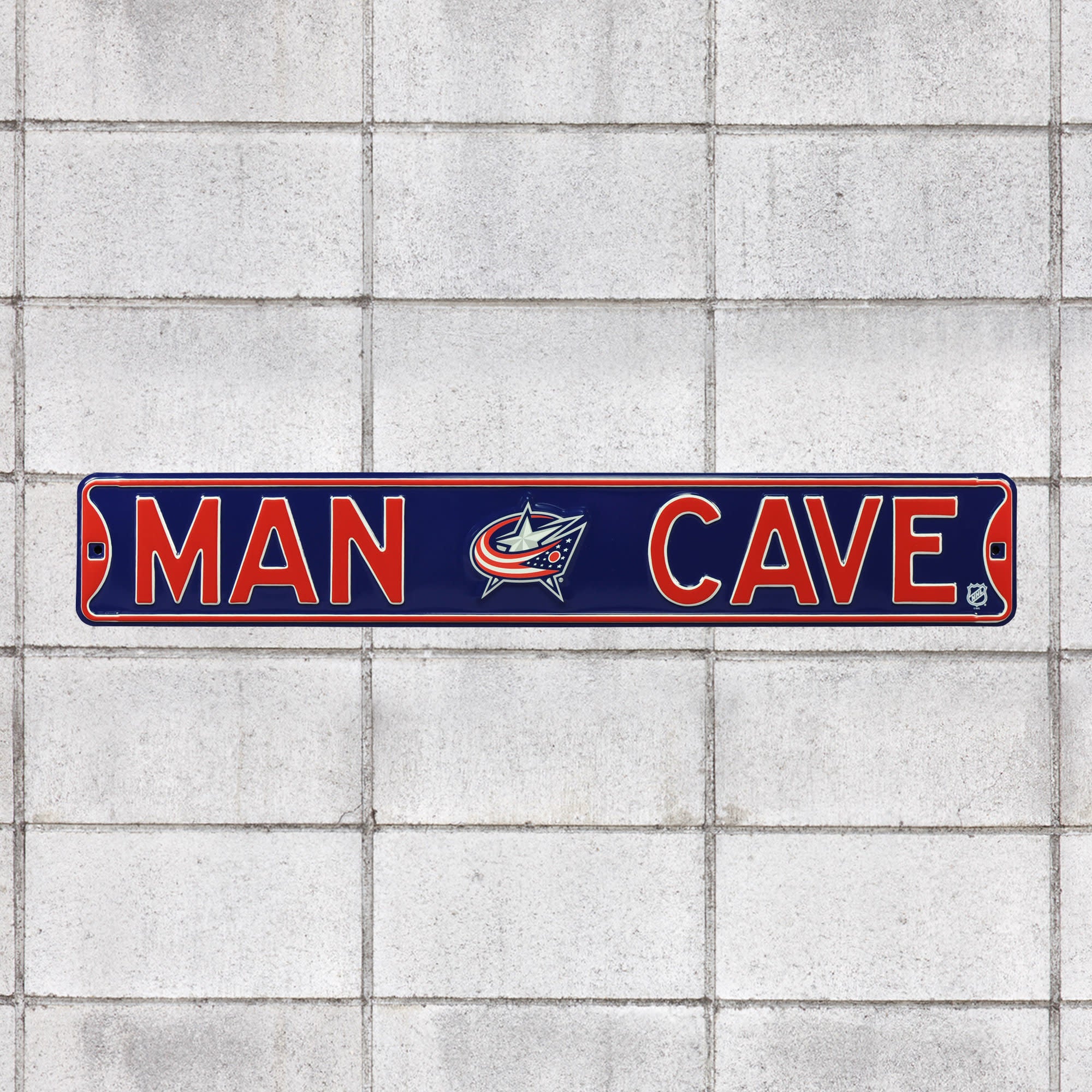 Columbus Blue Jackets: Man Cave - Officially Licensed NHL Metal Street Sign 36.0"W x 6.0"H by Fathead | 100% Steel