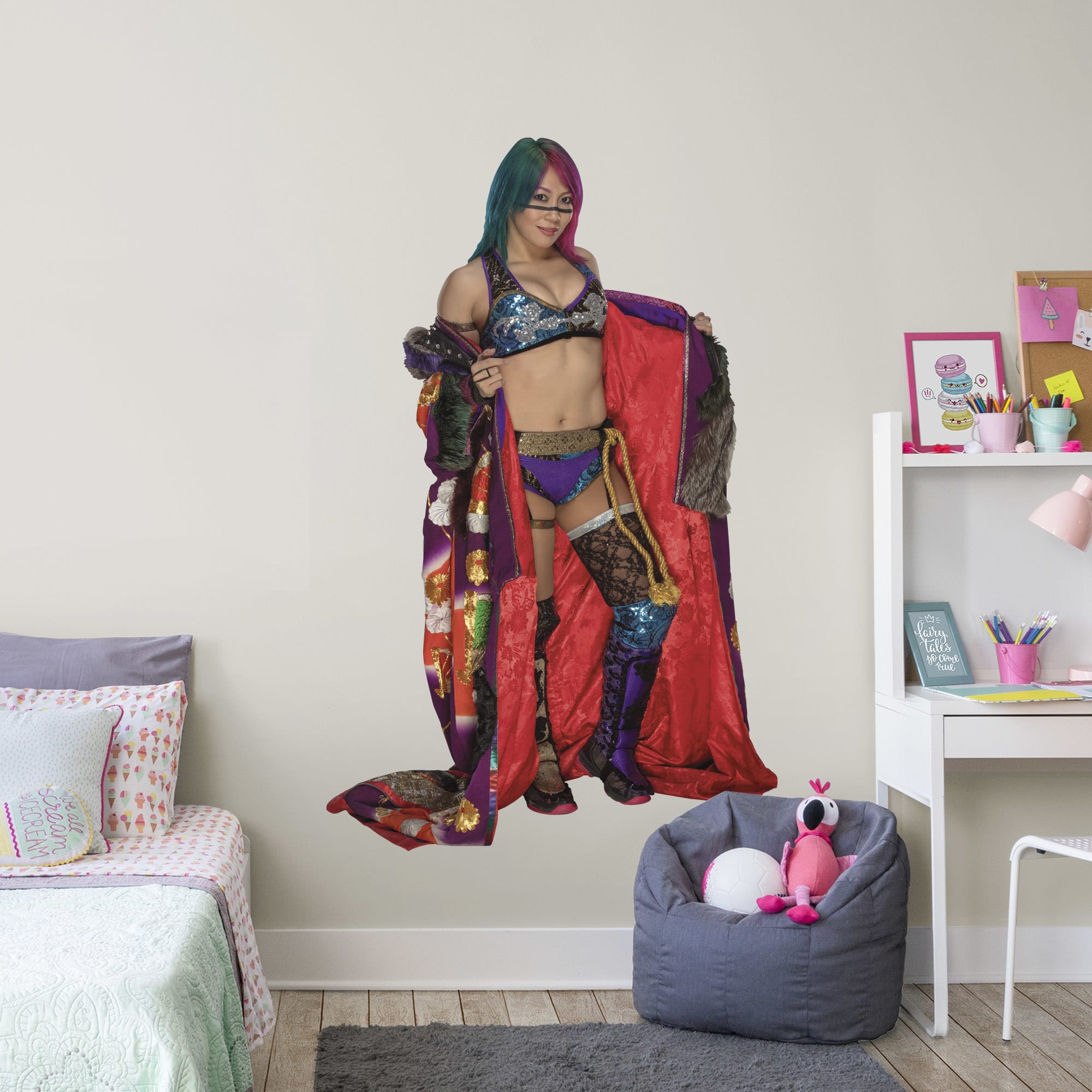 Asuka for WWE - Officially Licensed Removable Wall Decal Life-Size Superstar + 2 Decals (45"W x 72"H) by Fathead | Vinyl