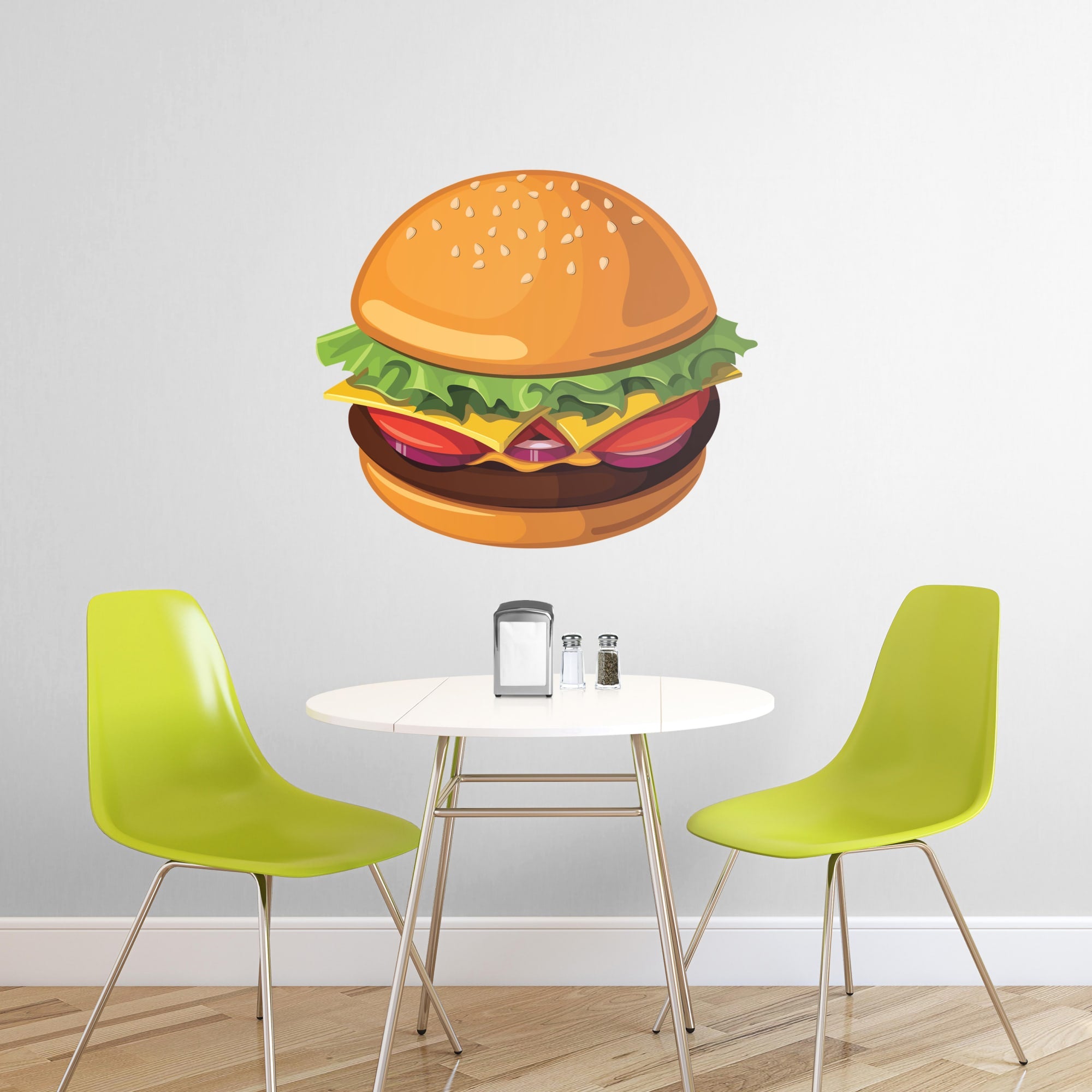 Cheeseburger: Illustrated - Removable Vinyl Decal Giant Cheeseburger + 2 Decals (43"W x 37"H) by Fathead