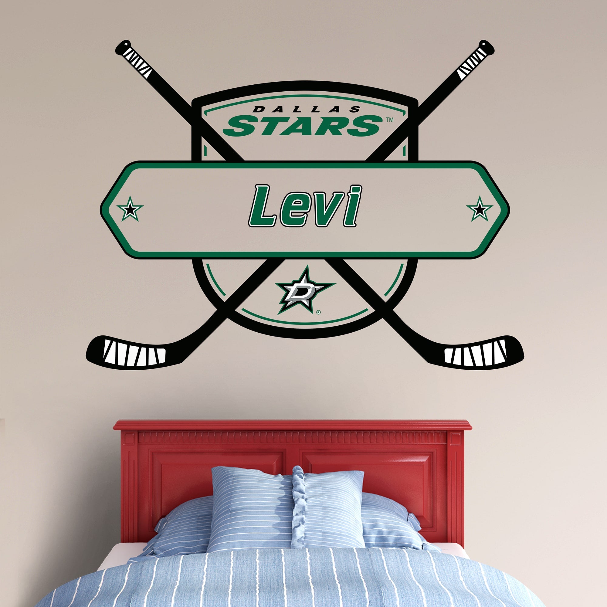 Dallas Stars: Personalized Name - Officially Licensed NHL Removable Wall Decal 51.0"W x 38.0"H by Fathead | Vinyl