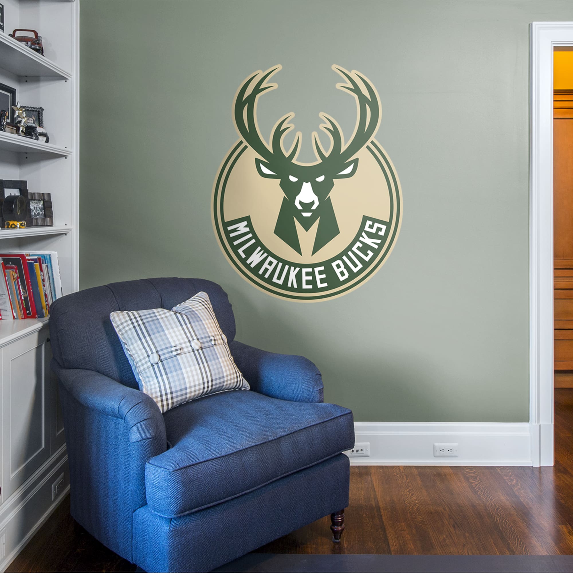 Milwaukee Bucks: Logo - Officially Licensed NBA Removable Wall Decal Giant Logo (38"W x 47"H) by Fathead | Vinyl