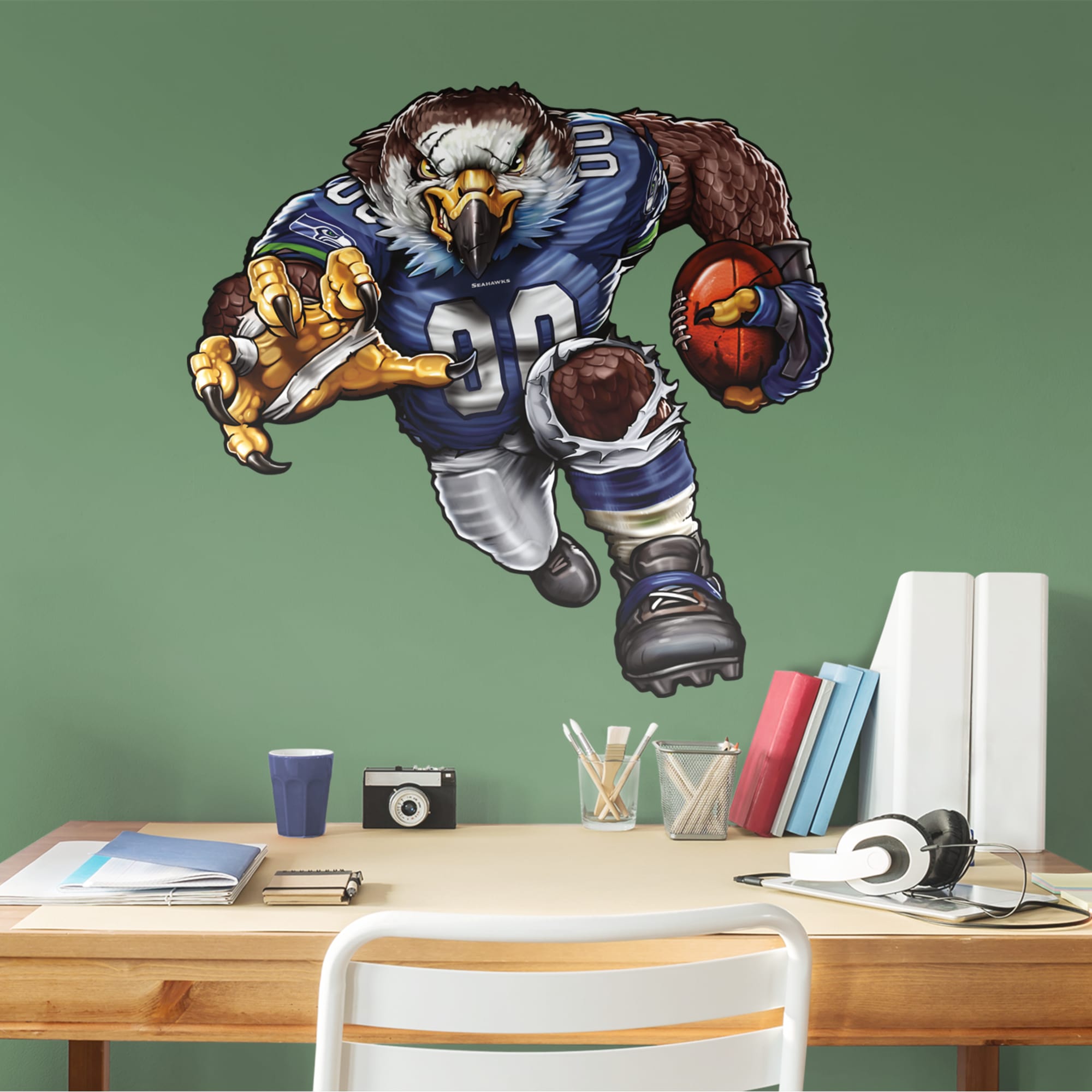 Seattle Seahawks: Sinister Seahawk - Officially Licensed NFL Removable Wall Decal 38.0"W x 38.0"H by Fathead | Vinyl