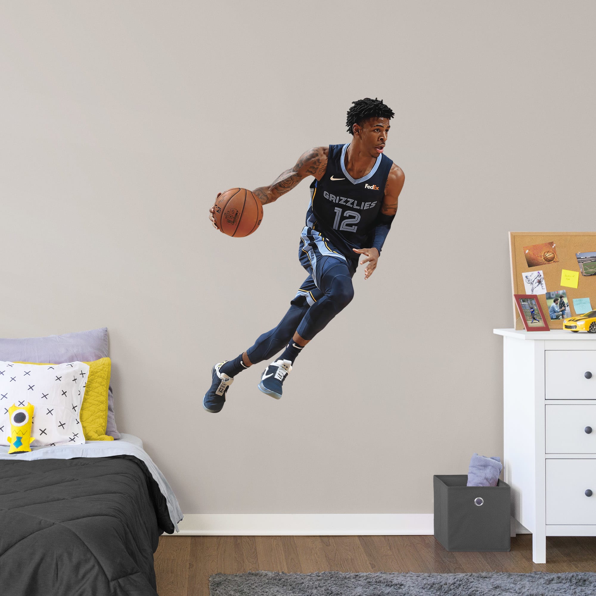 Ja Morant for Memphis Grizzlies - Officially Licensed NBA Removable Wall Decal Giant Athlete + 2 Decals (33"W x 51"H) by Fathead