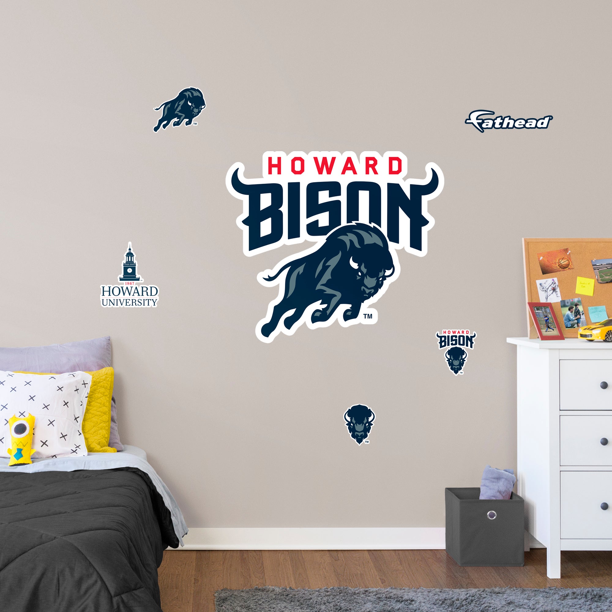 Howard University RealBig Logo - Officially Licensed NCAA Removable Wall Decal Giant Decal (35"W x 40"H) by Fathead | Vinyl