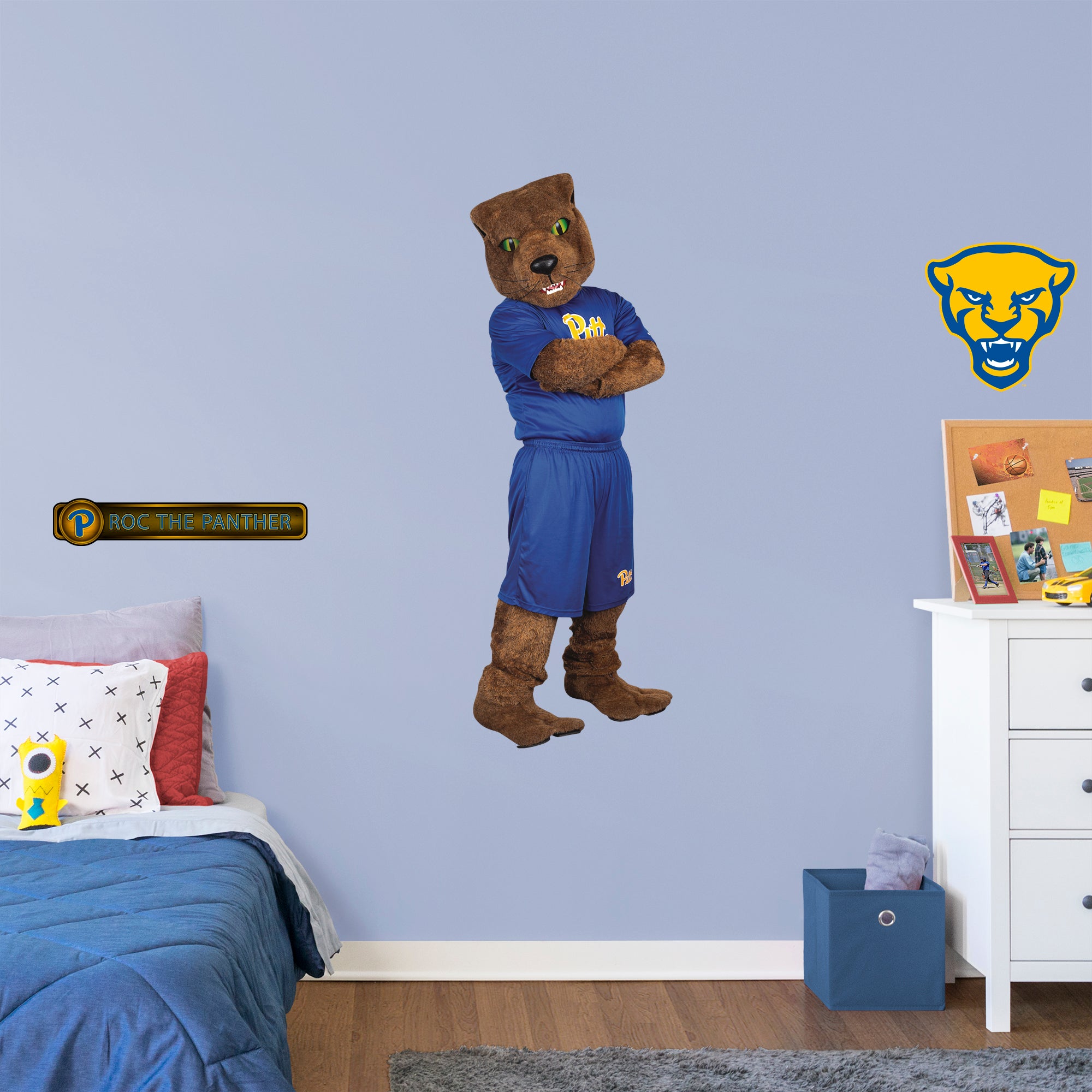 Pittsburgh Panthers: Roc the Panther Mascot - Officially Licensed Removable Wall Decal Giant Mascot + 2 Decals by Fathead | Viny