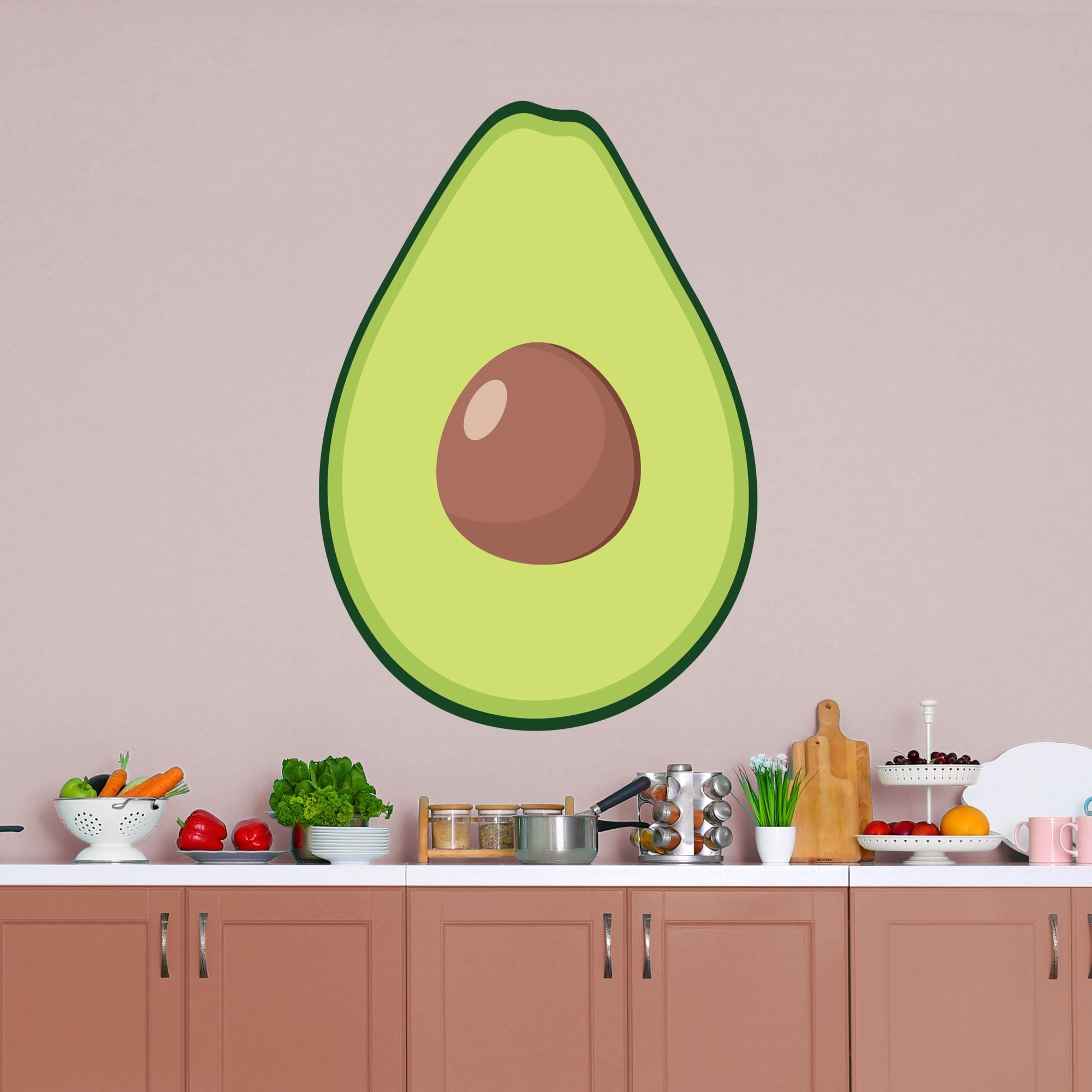 Avocado: Illustrated - Removable Vinyl Decal Giant Avocado + 2 Decals (33"W x 48"H) by Fathead