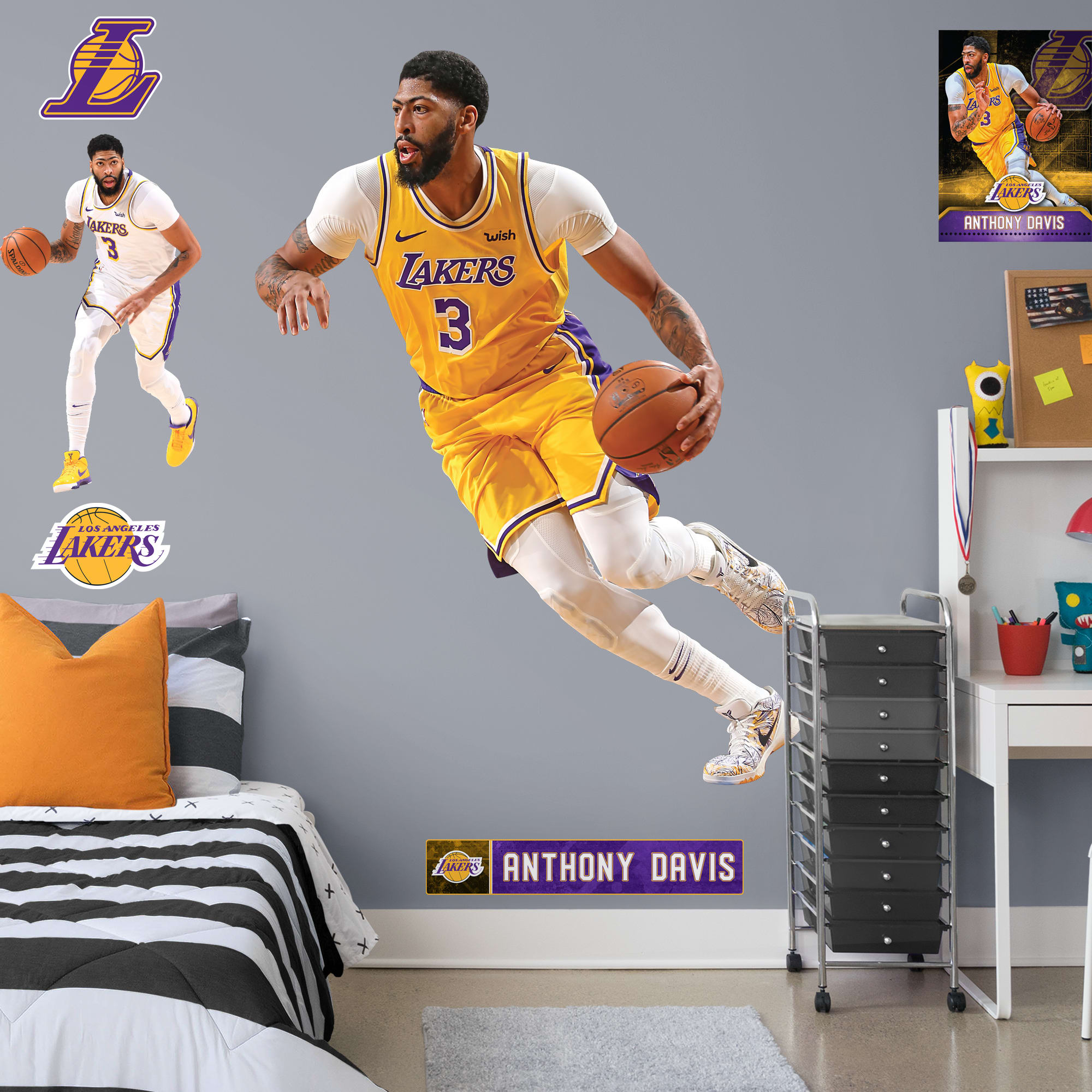 Anthony Davis for Los Angeles Lakers: Icon Jersey - Officially Licensed NBA Removable Wall Decal Life-Size Athlete + 10 Decals (