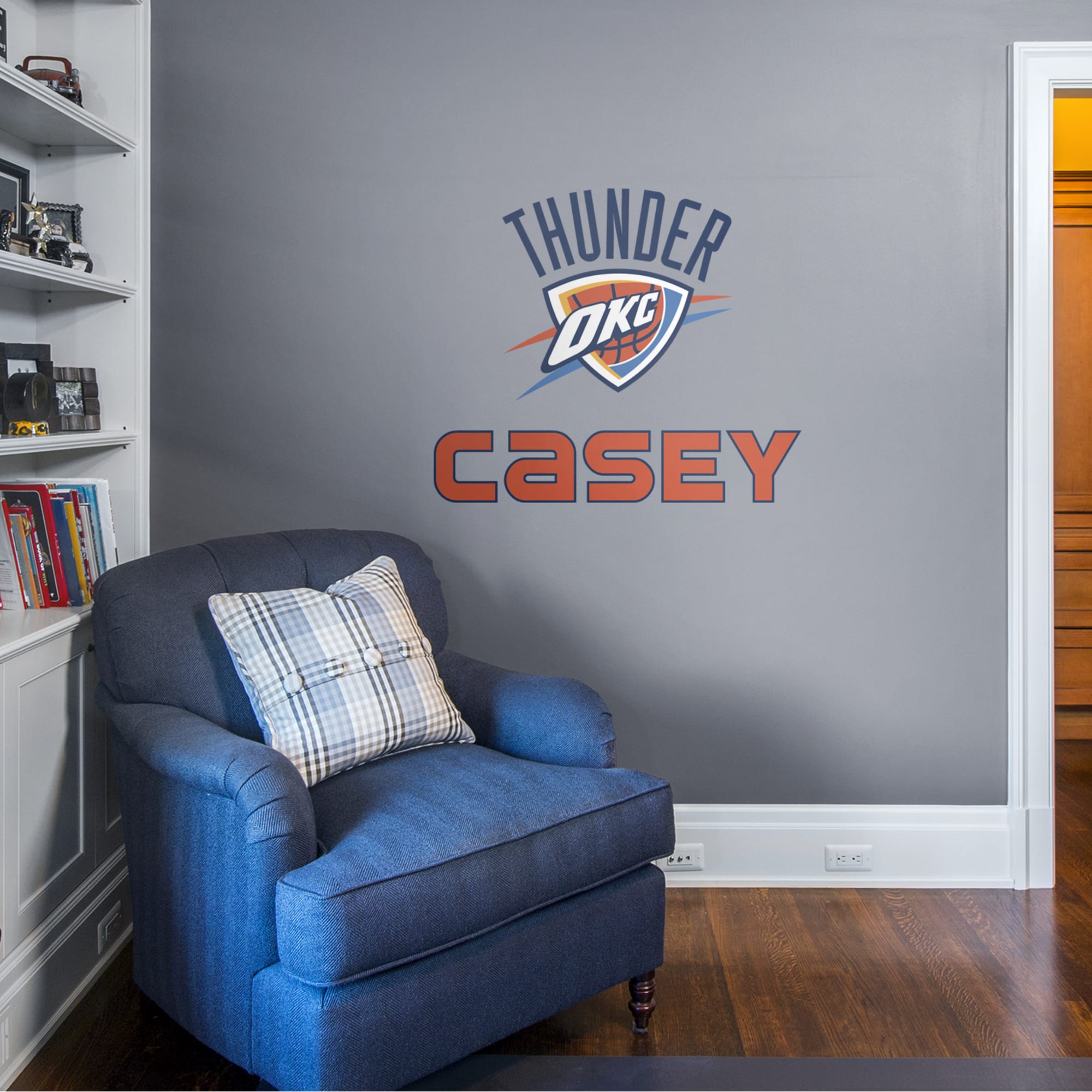 Oklahoma City for Oklahoma City Thunder: Thunder Stacked Personalized Name - Officially Licensed NBA Transfer Decal in Orange (5