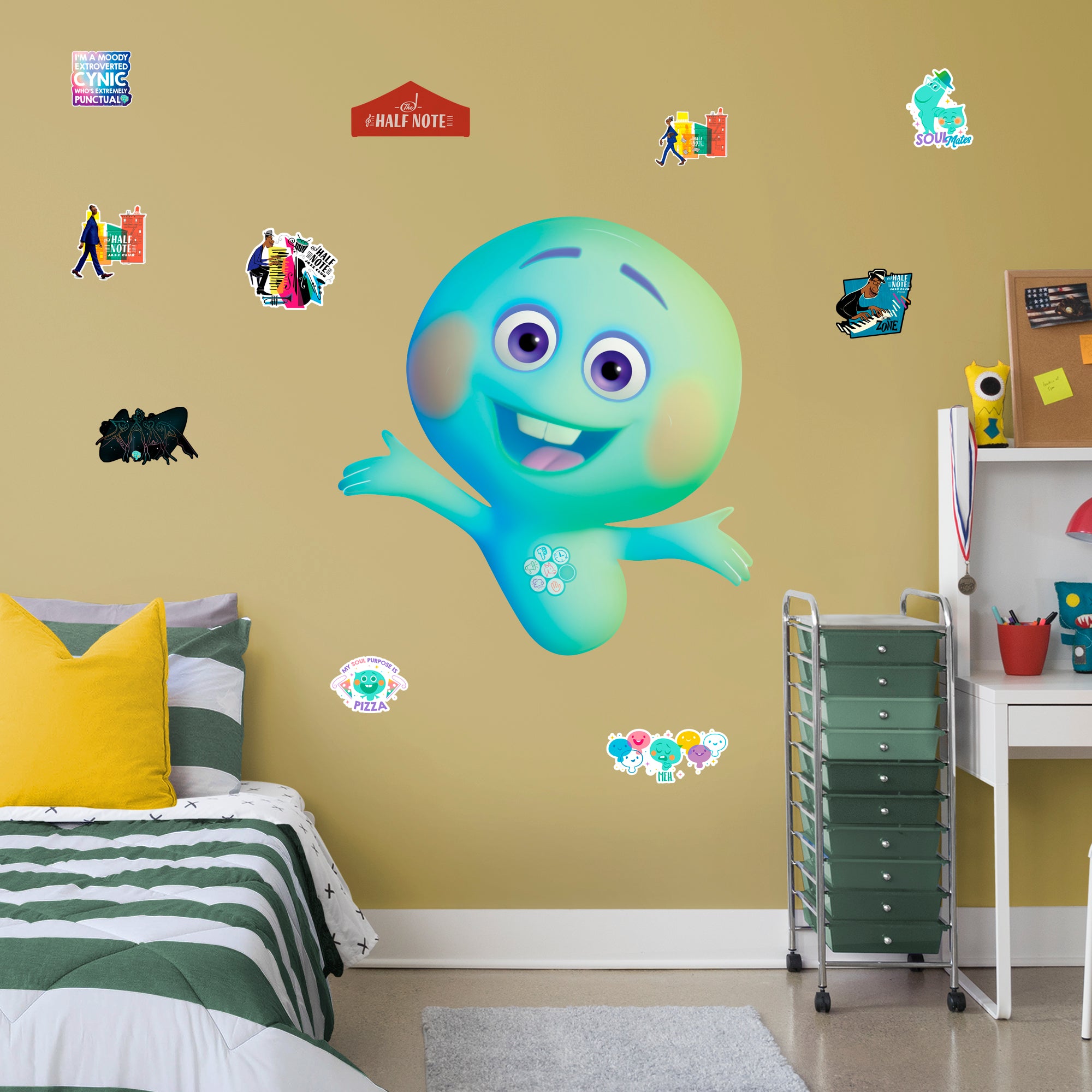 Soul 22 Soul World - Officially Licensed Disney Removable Wall Decal Giant Character + 10 Decals (37"W x 39"H) by Fathead | Viny