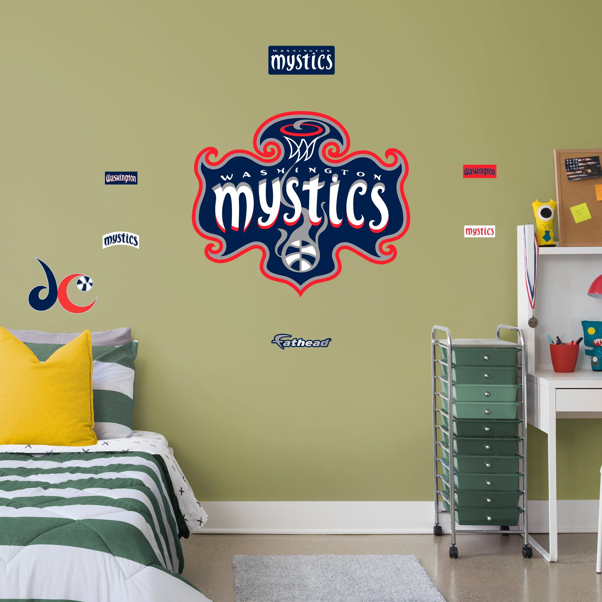 Washington Mystics: Logo - Officially Licensed WNBA Removable Wall Decal Giant + 7 Decals by Fathead | Vinyl