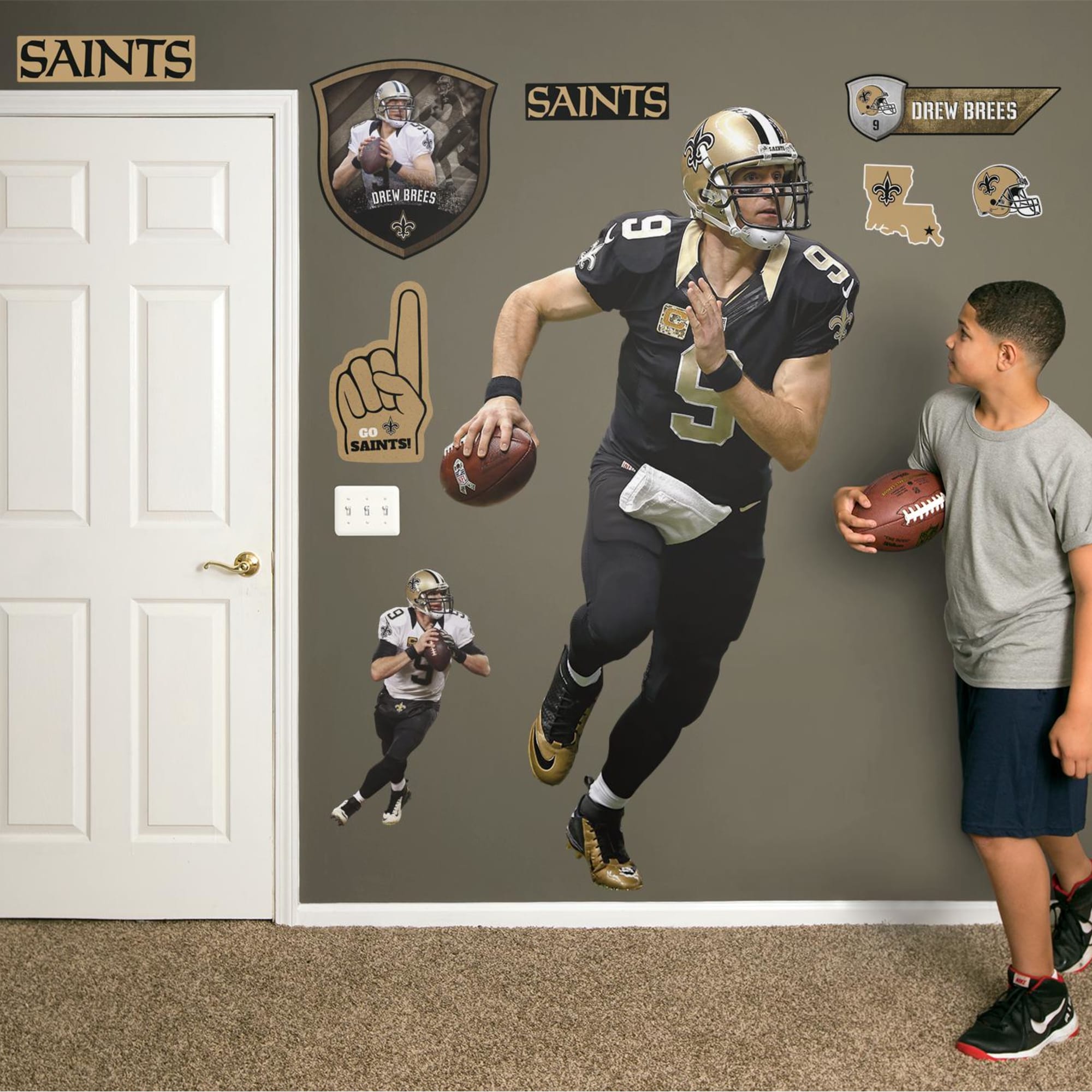 Drew Brees for New Orleans Saints: Home - Officially Licensed NFL Removable Wall Decal Life-Size Athlete +11 Decals (42"W x 78"H