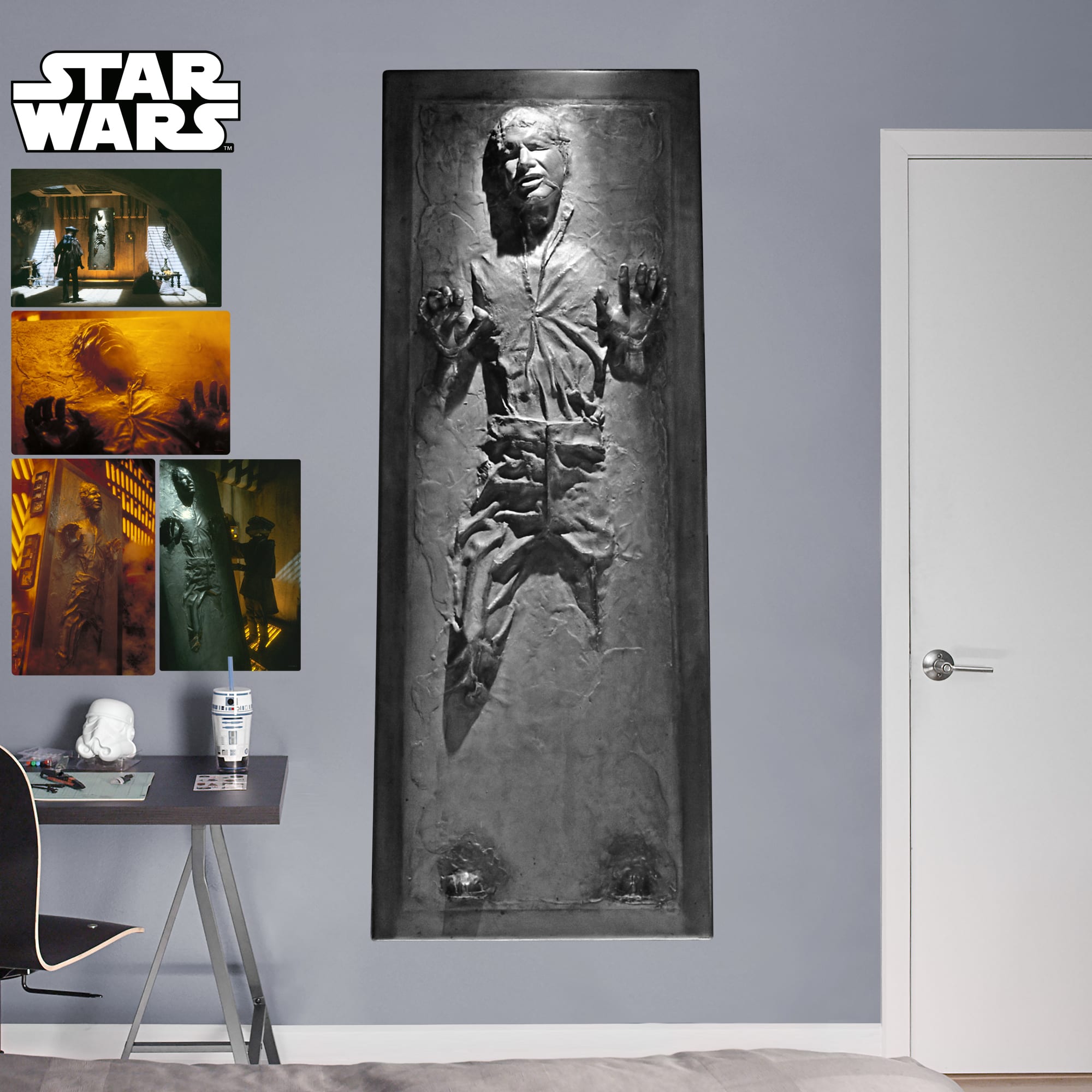 Han Solo: In Carbonite - Officially Licensed Removable Wall Decal Life-Size Character + 3 Decals (31"W x 78"H) by Fathead | Viny