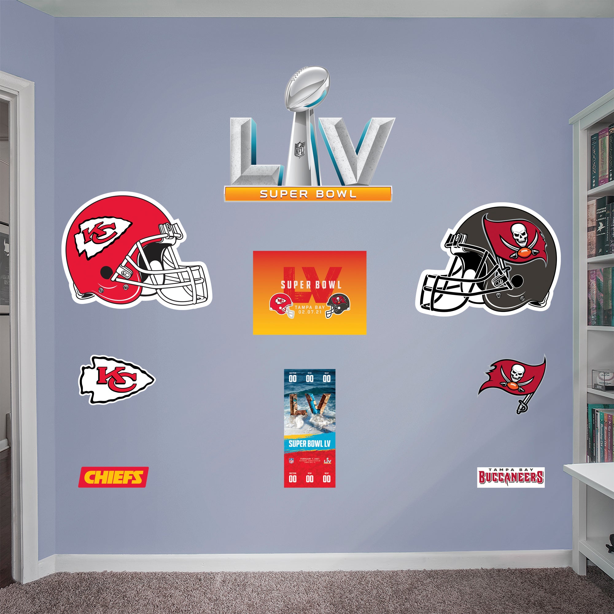 Super Bowl 55 Party Pack - Officially Licensed NFL Removable Wall Decal Collection (29.5"W x 23.5"H) by Fathead | Vinyl