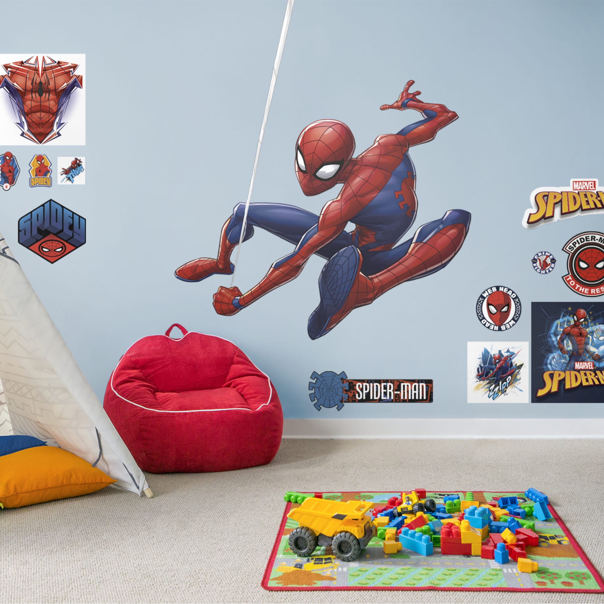 Spider-Man: Swing - Officially Licensed Removable Wall Decal Life-Size Character + 9 Decals (53"W x 103"H) by Fathead | Vinyl