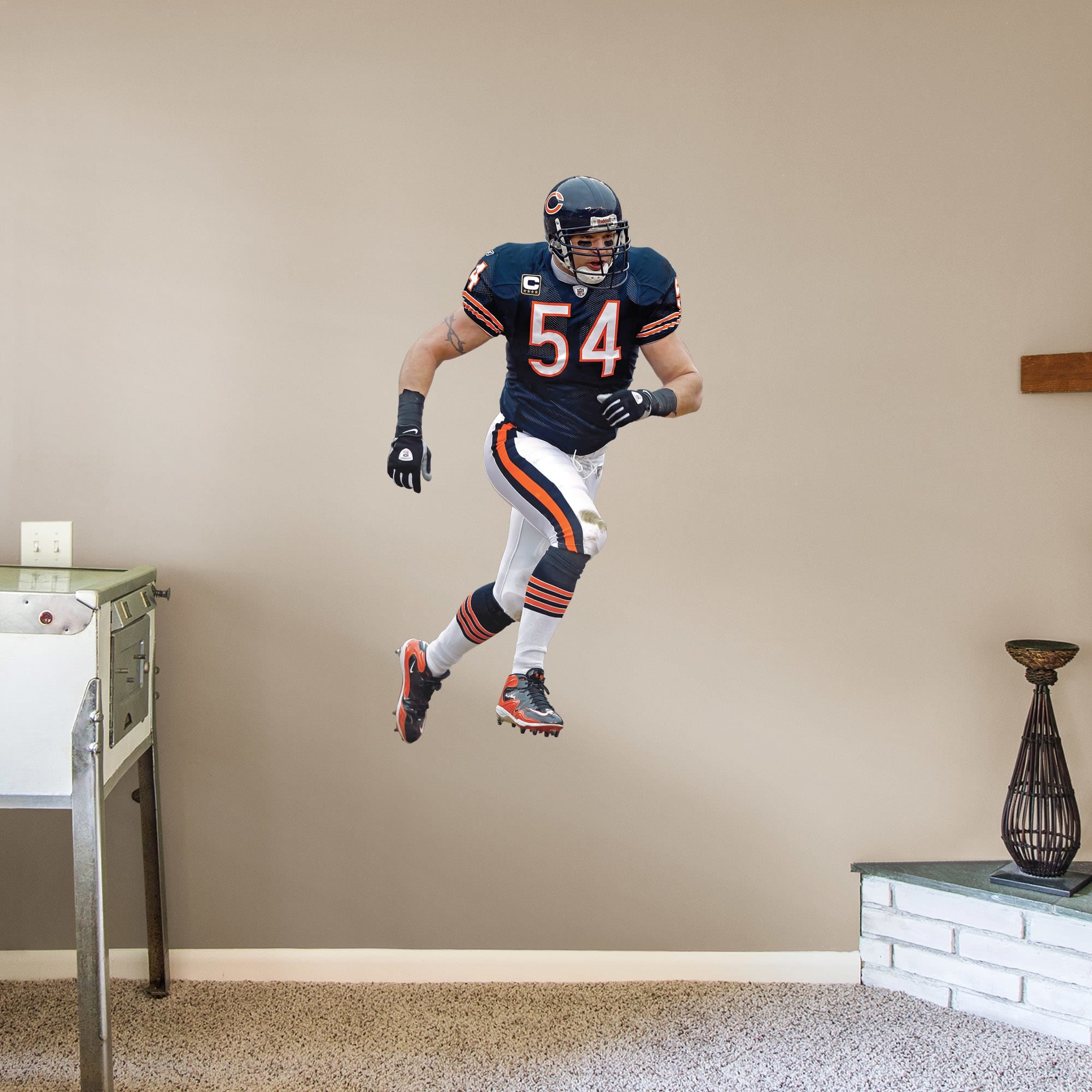 Brian Urlacher for Chicago Bears: Legend - Officially Licensed NFL Removable Wall Decal Giant Athlete + 2 Decals (28"W x 51"H) b